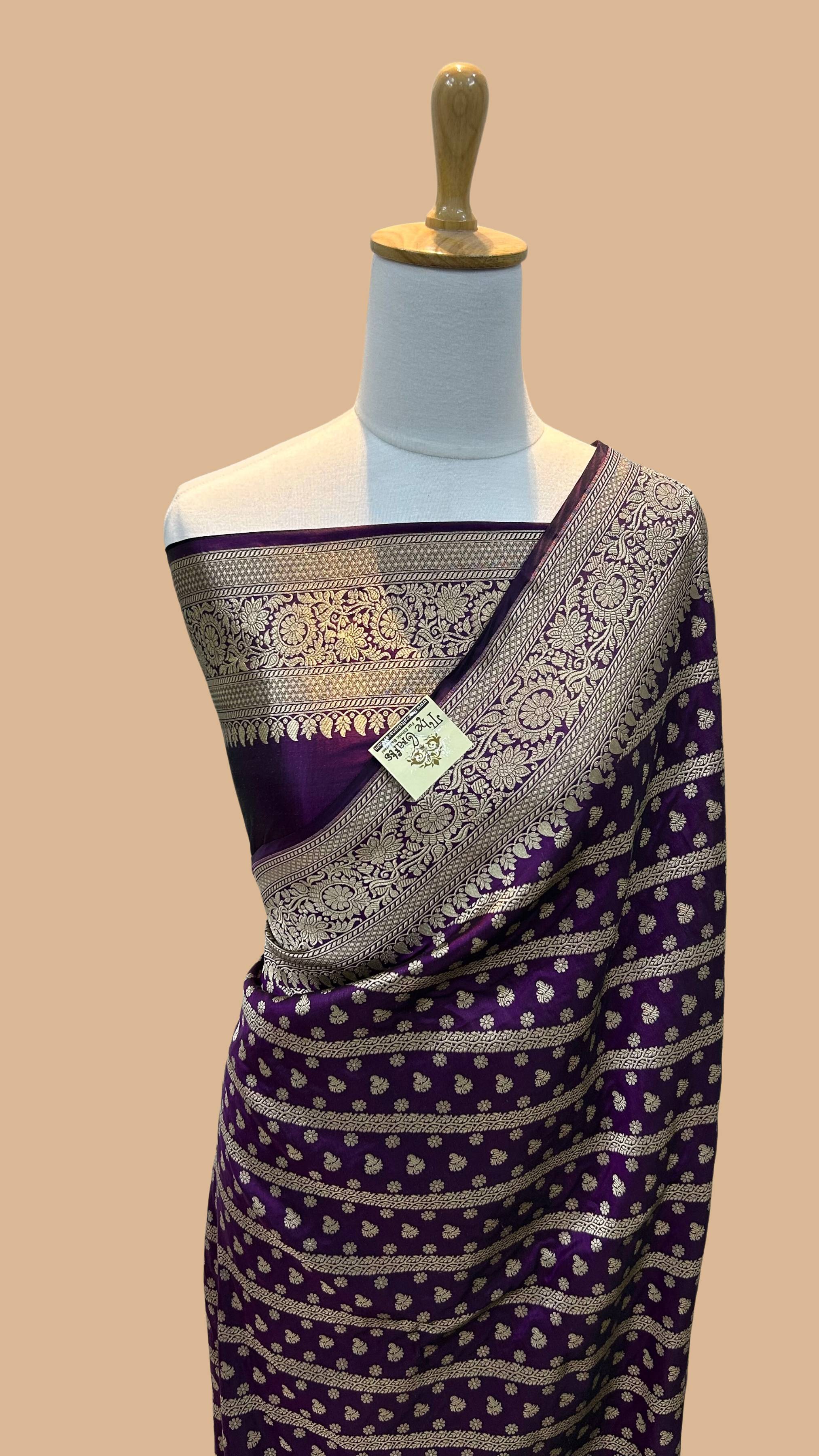 Pure Katan Silk Handloom Banarasi Saree - Stripes