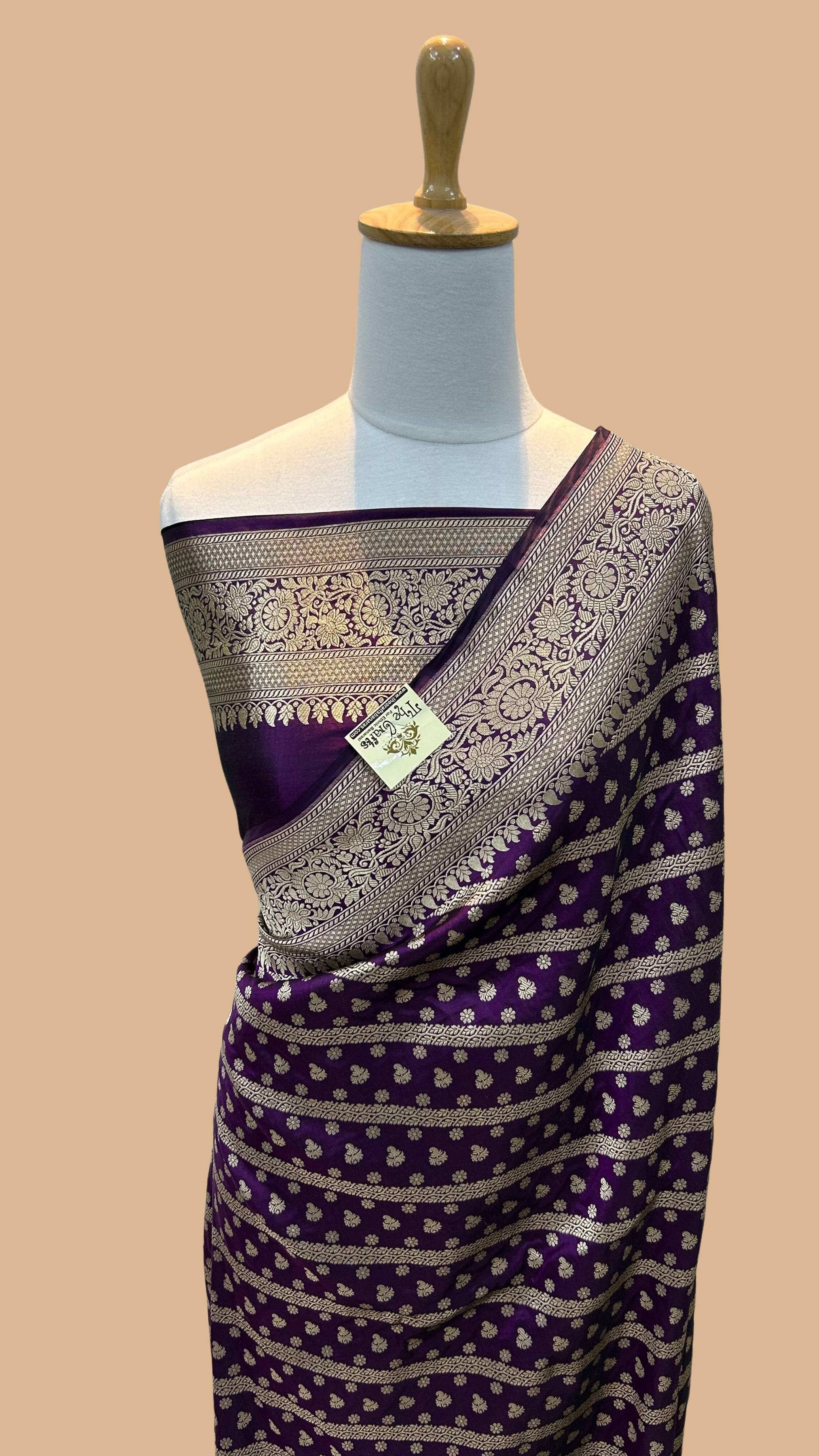 Pure Katan Silk Handloom Banarasi Saree - Stripes