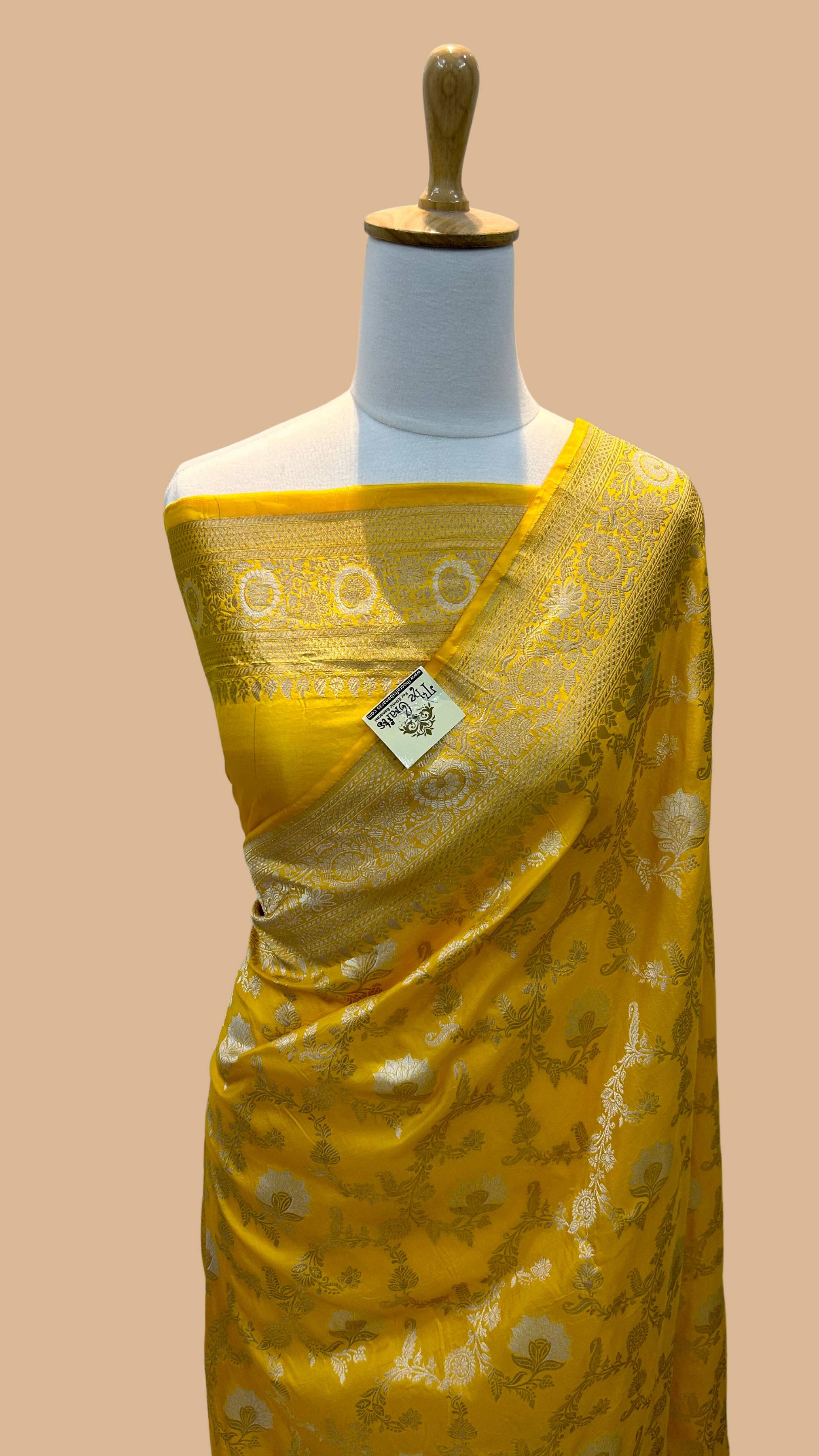 Pure Katan Silk Handloom Banarasi Saree - All over Sona rupa jaal work