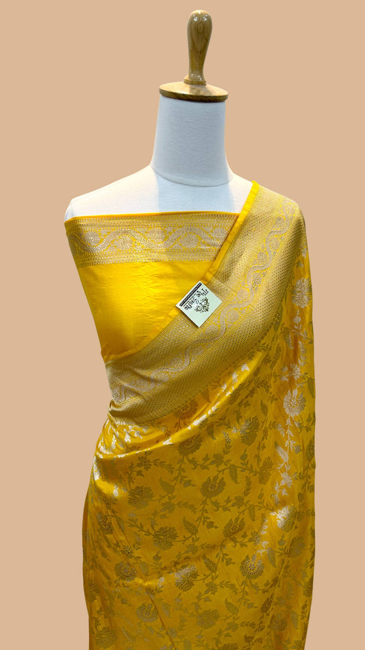 Pure Katan Silk Handloom Banarasi Saree - Jaal work