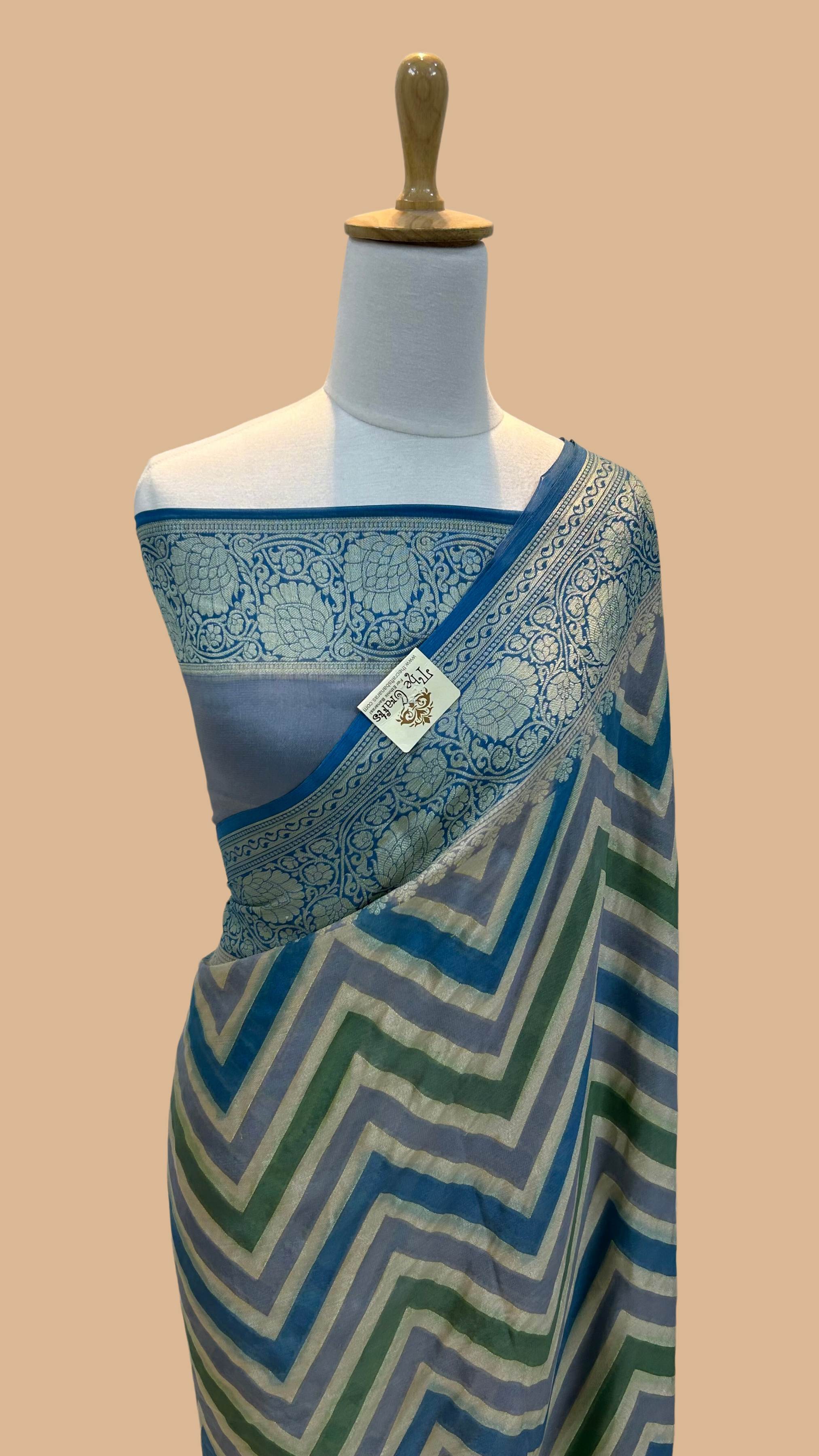 Pure Khaddi Chiffon Banarasi Saree