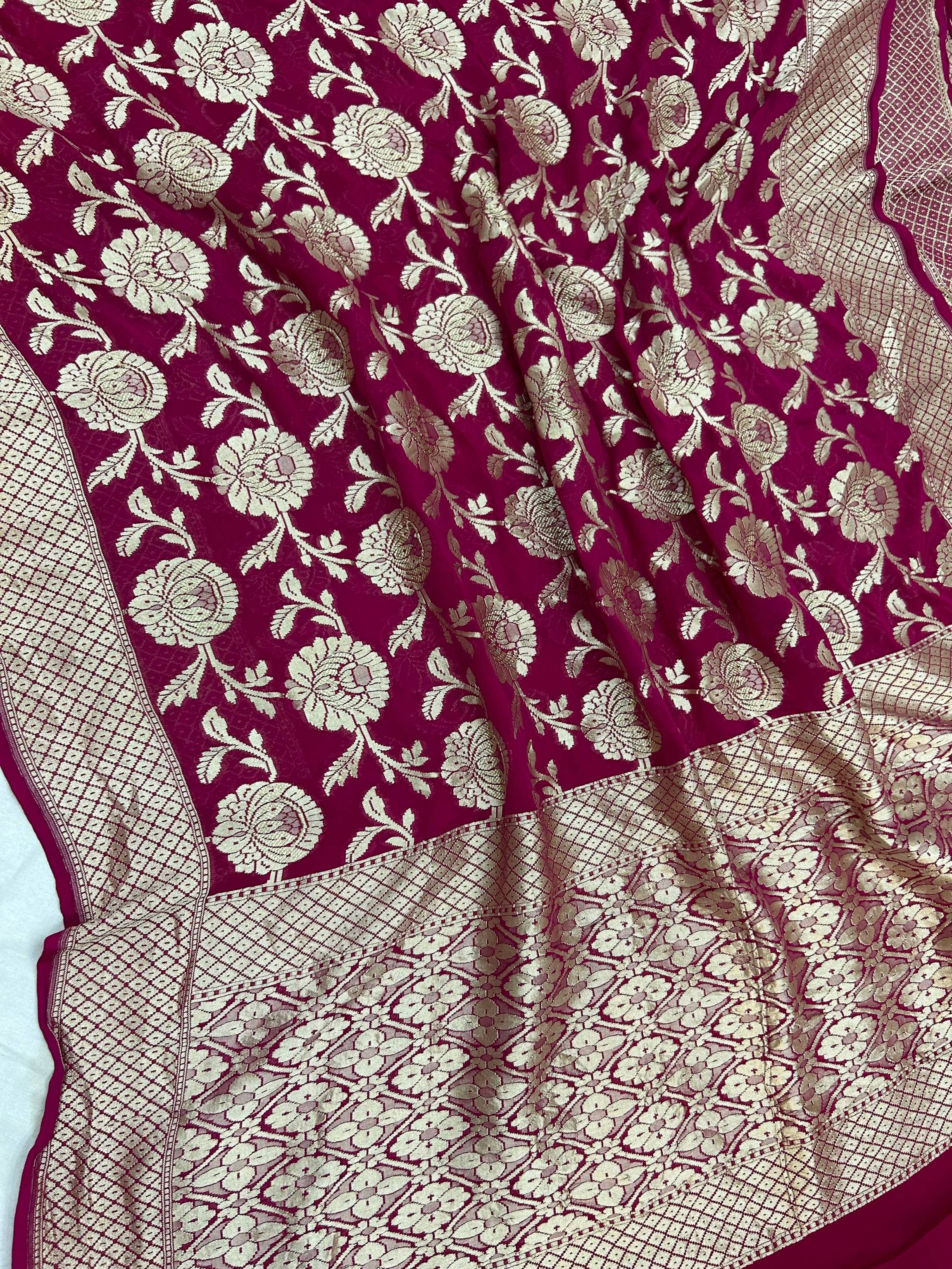 Khaddi Georgette Banarasi Saree - Water Zari