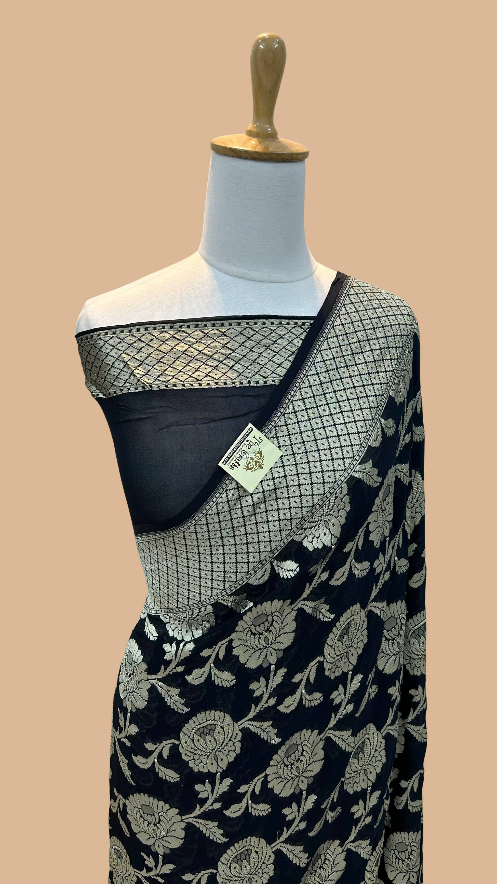 Khaddi Georgette Banarasi Saree - Water Zari