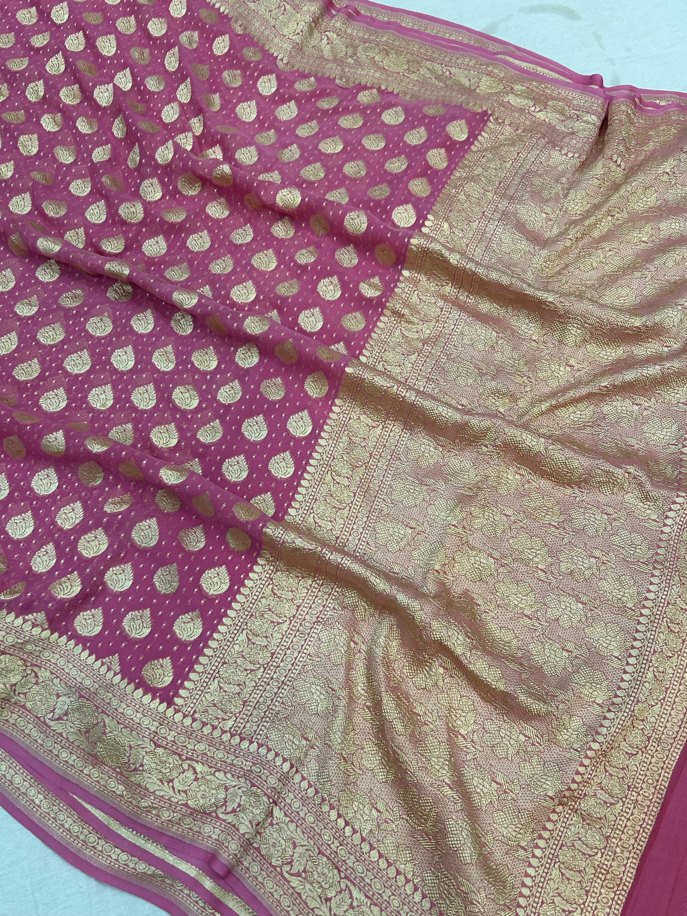 Khaddi Georgette Handloom Banarasi Saree