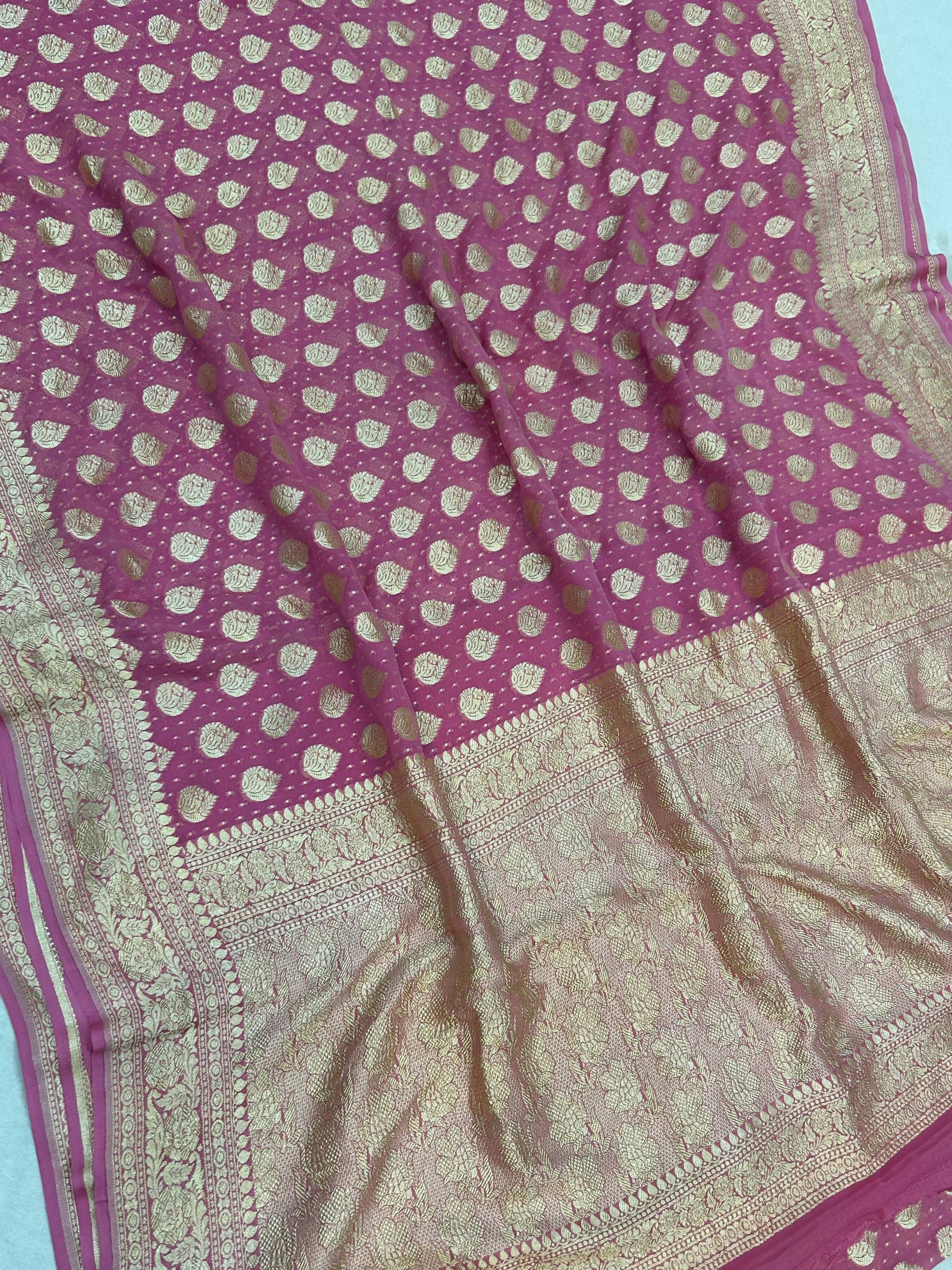 Khaddi Georgette Handloom Banarasi Saree