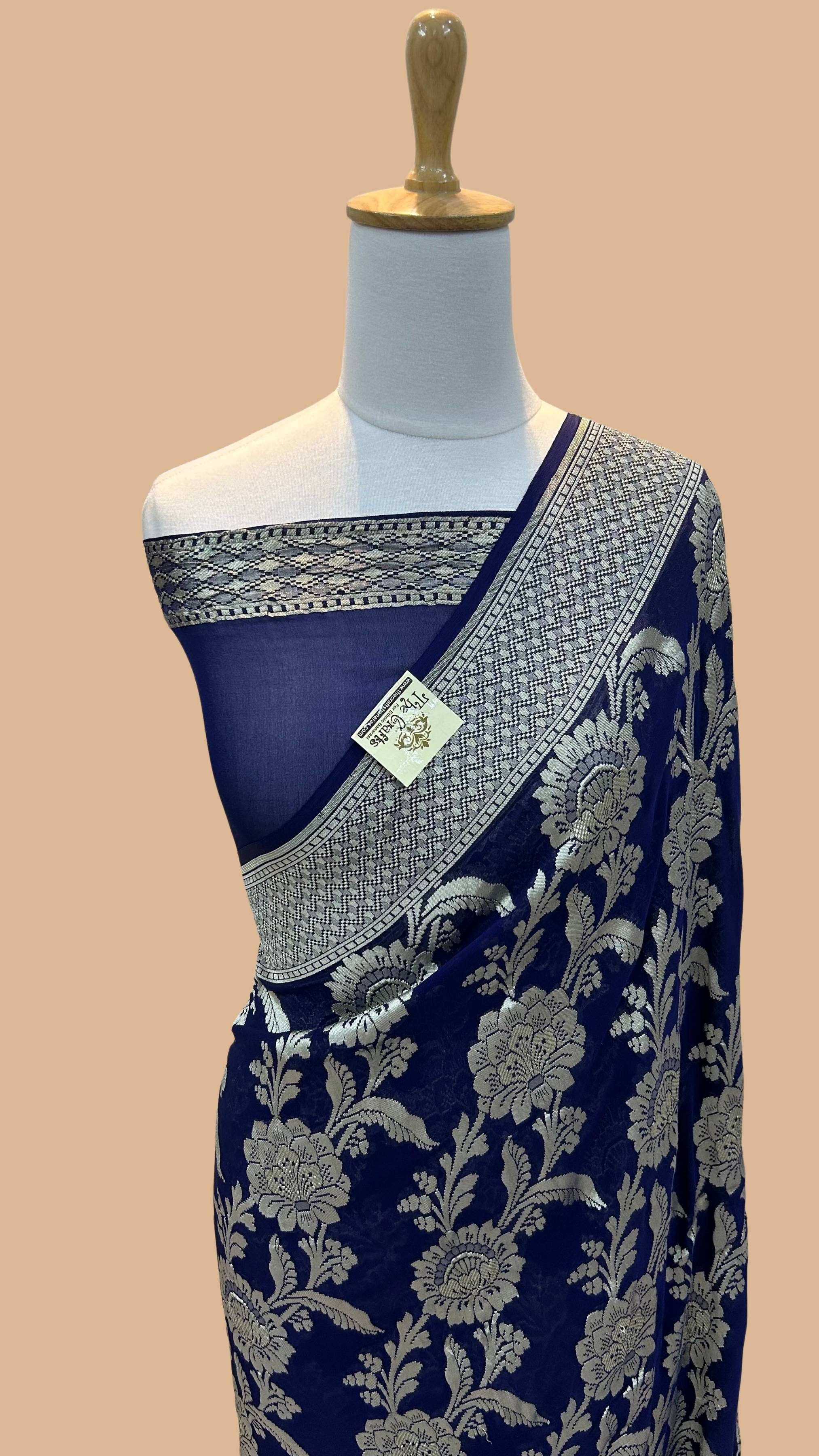 Khaddi Georgette Handloom Banarasi Saree