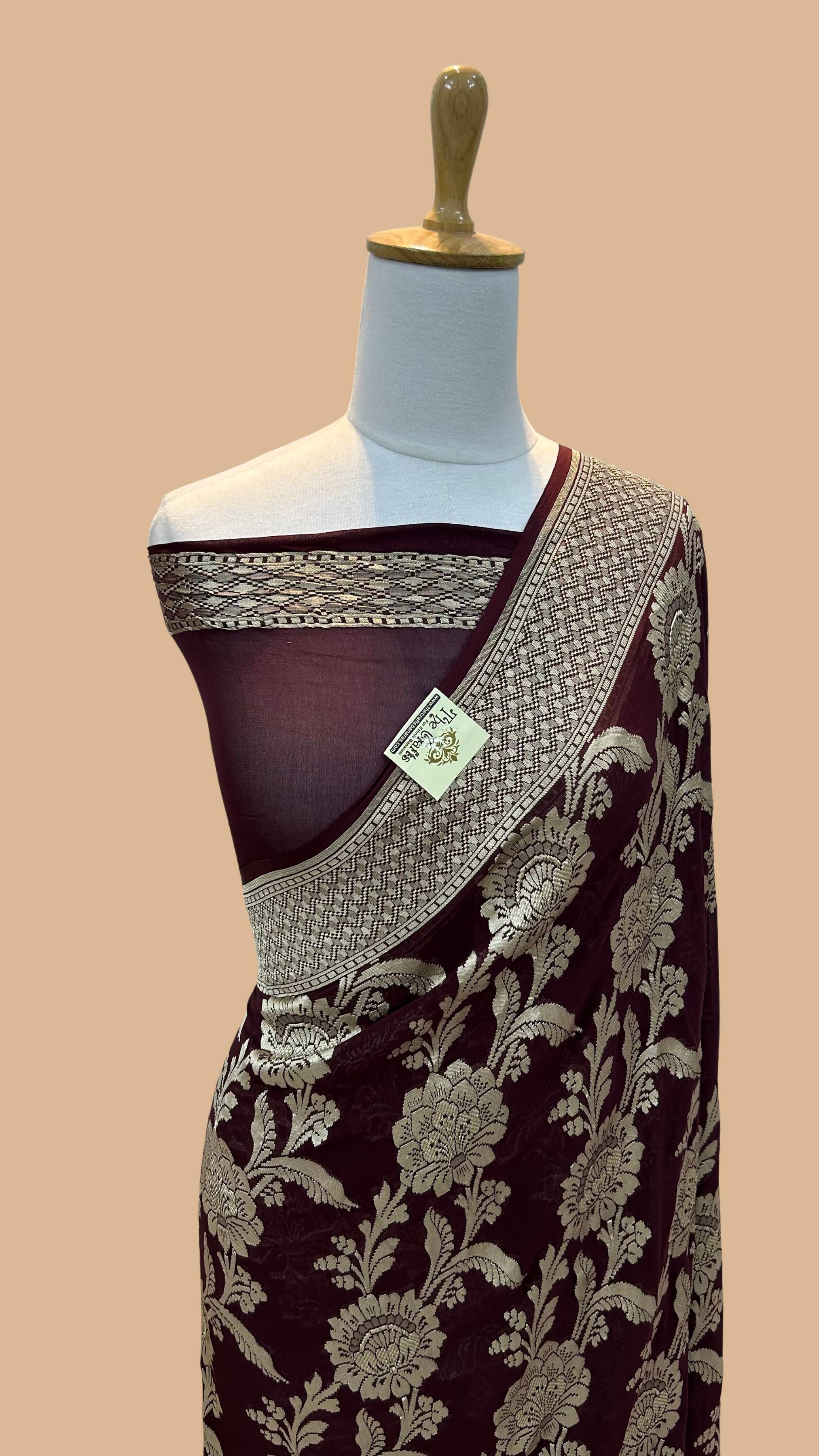 Khaddi Georgette Handloom Banarasi Saree