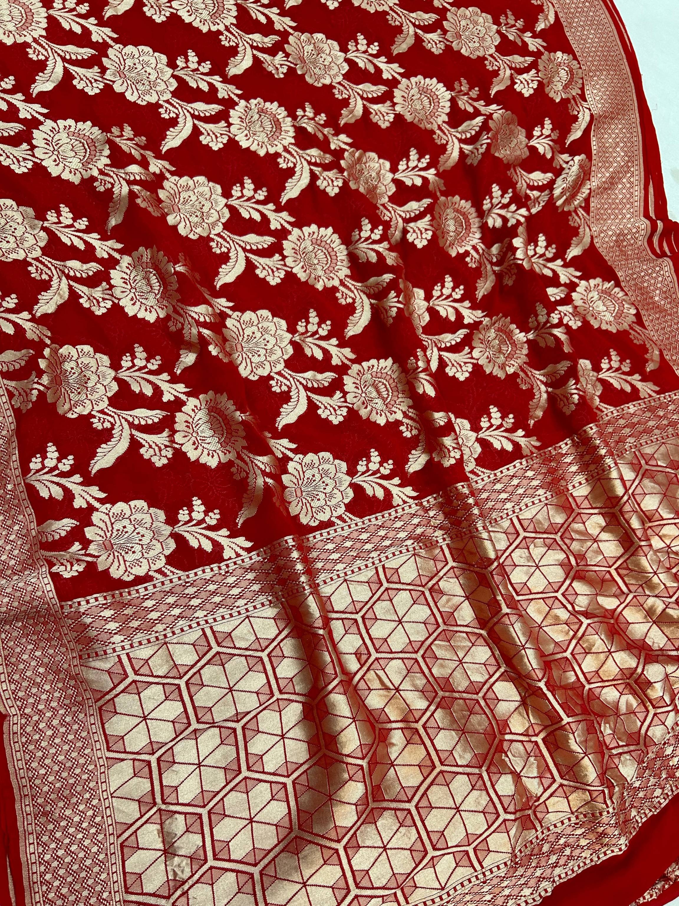 Khaddi Georgette Handloom Banarasi Saree