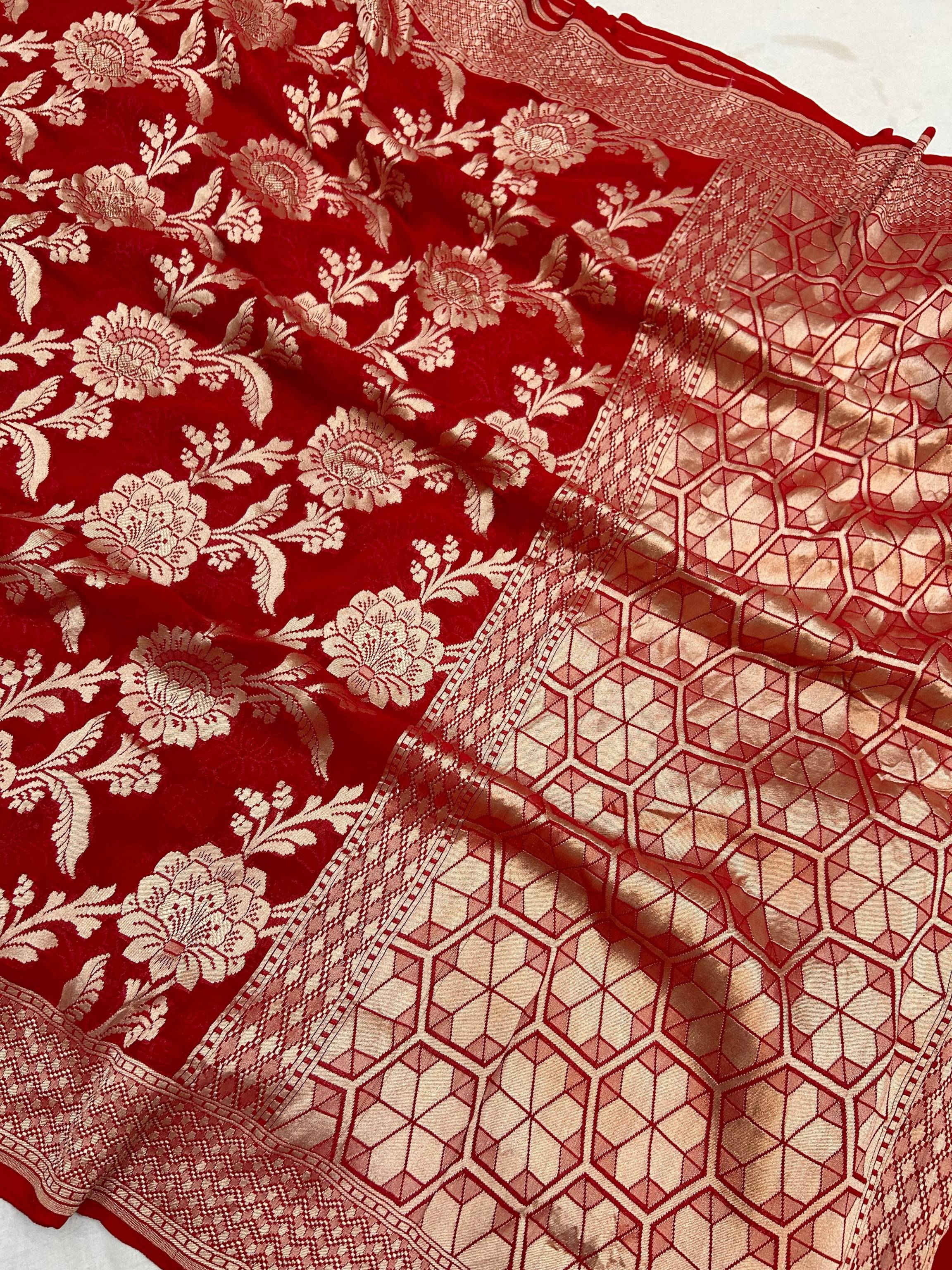 Khaddi Georgette Handloom Banarasi Saree