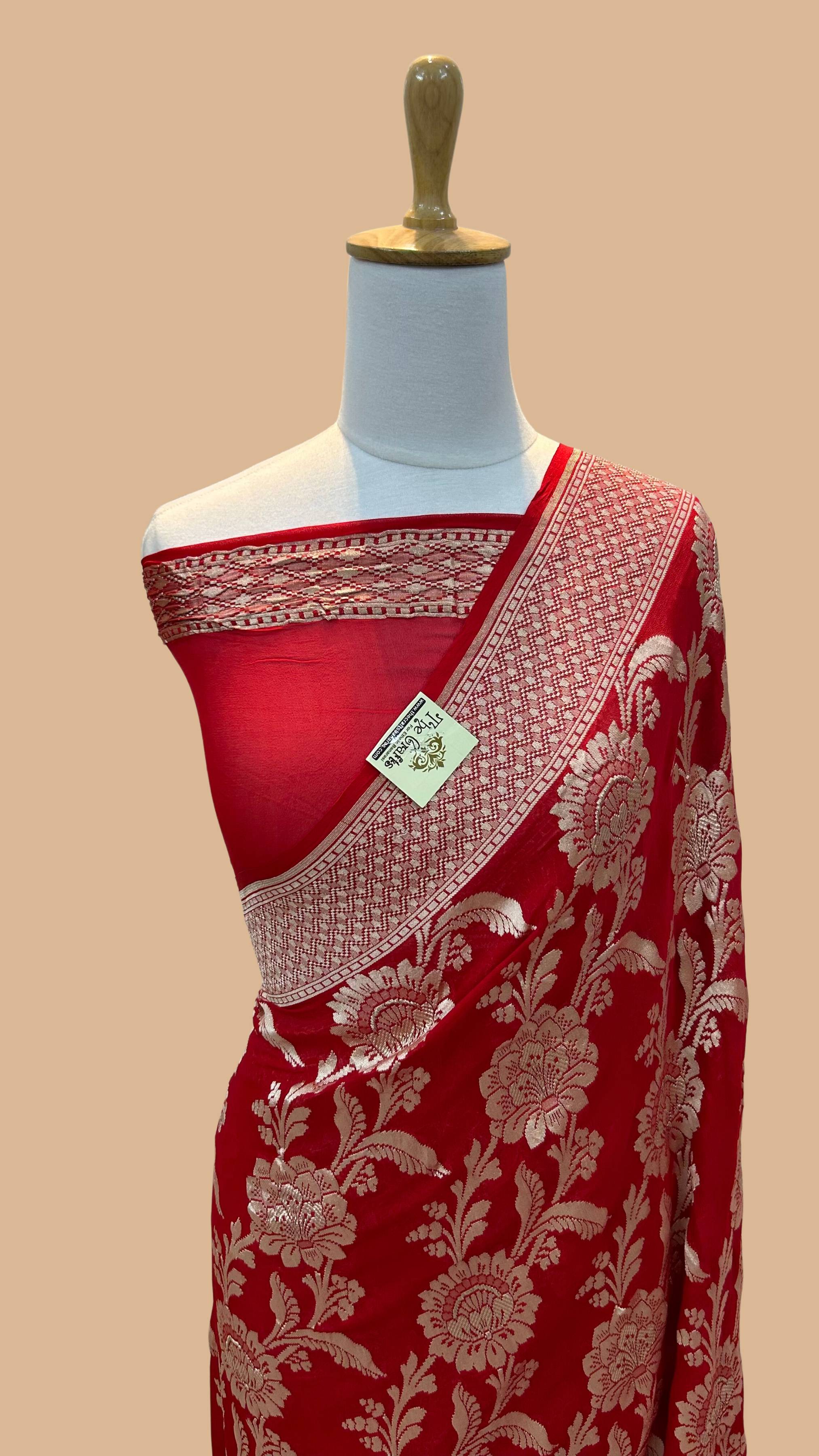 Khaddi Georgette Handloom Banarasi Saree