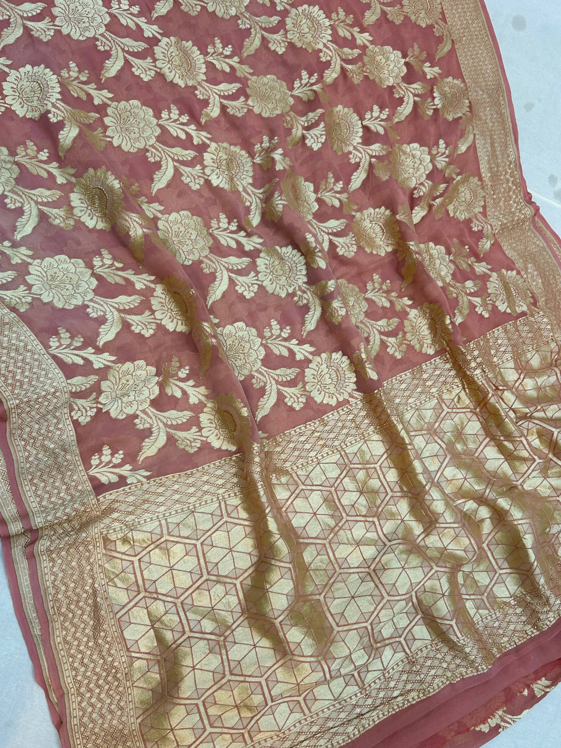 Khaddi Georgette Handloom Banarasi Saree