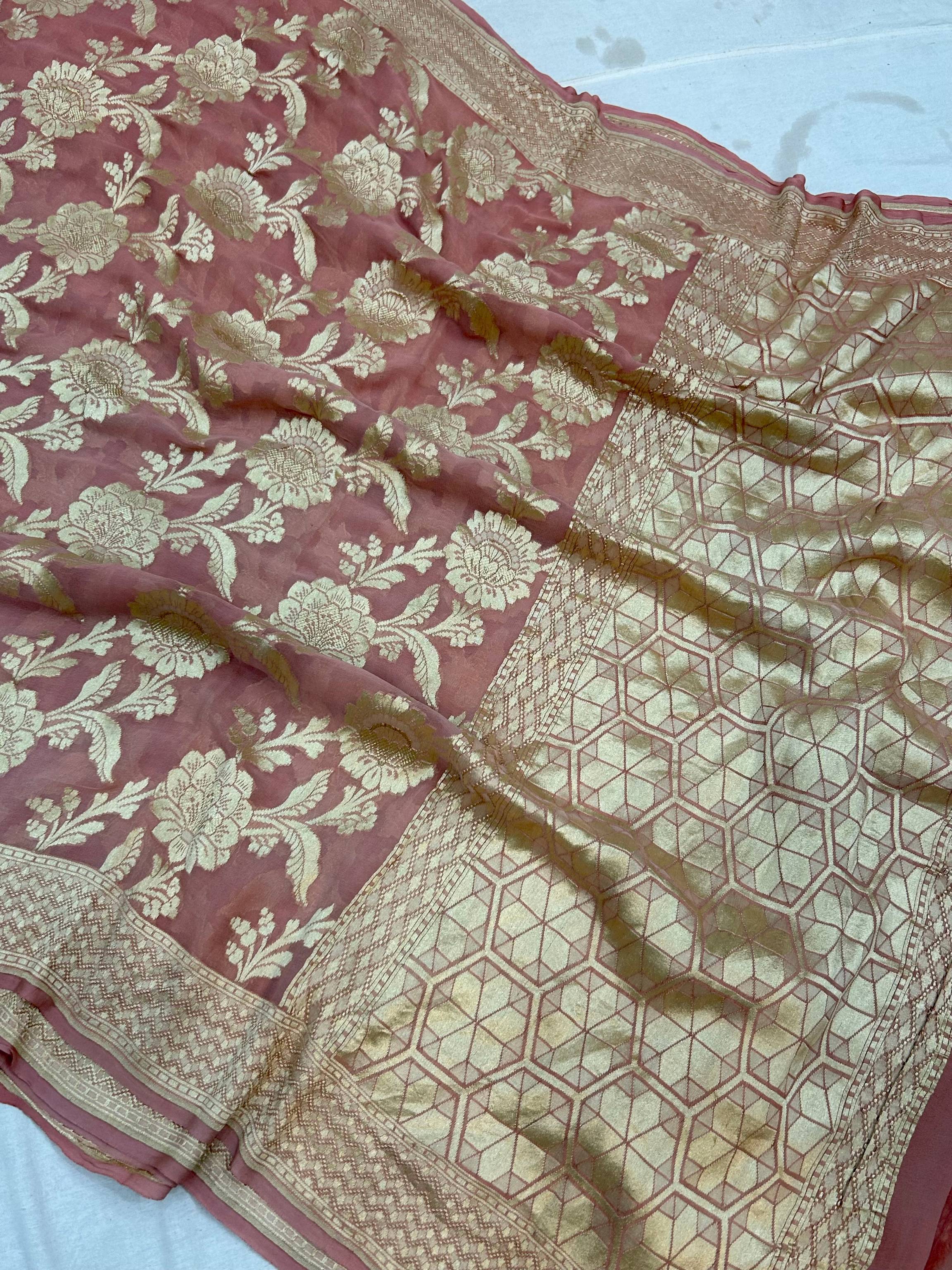 Khaddi Georgette Handloom Banarasi Saree