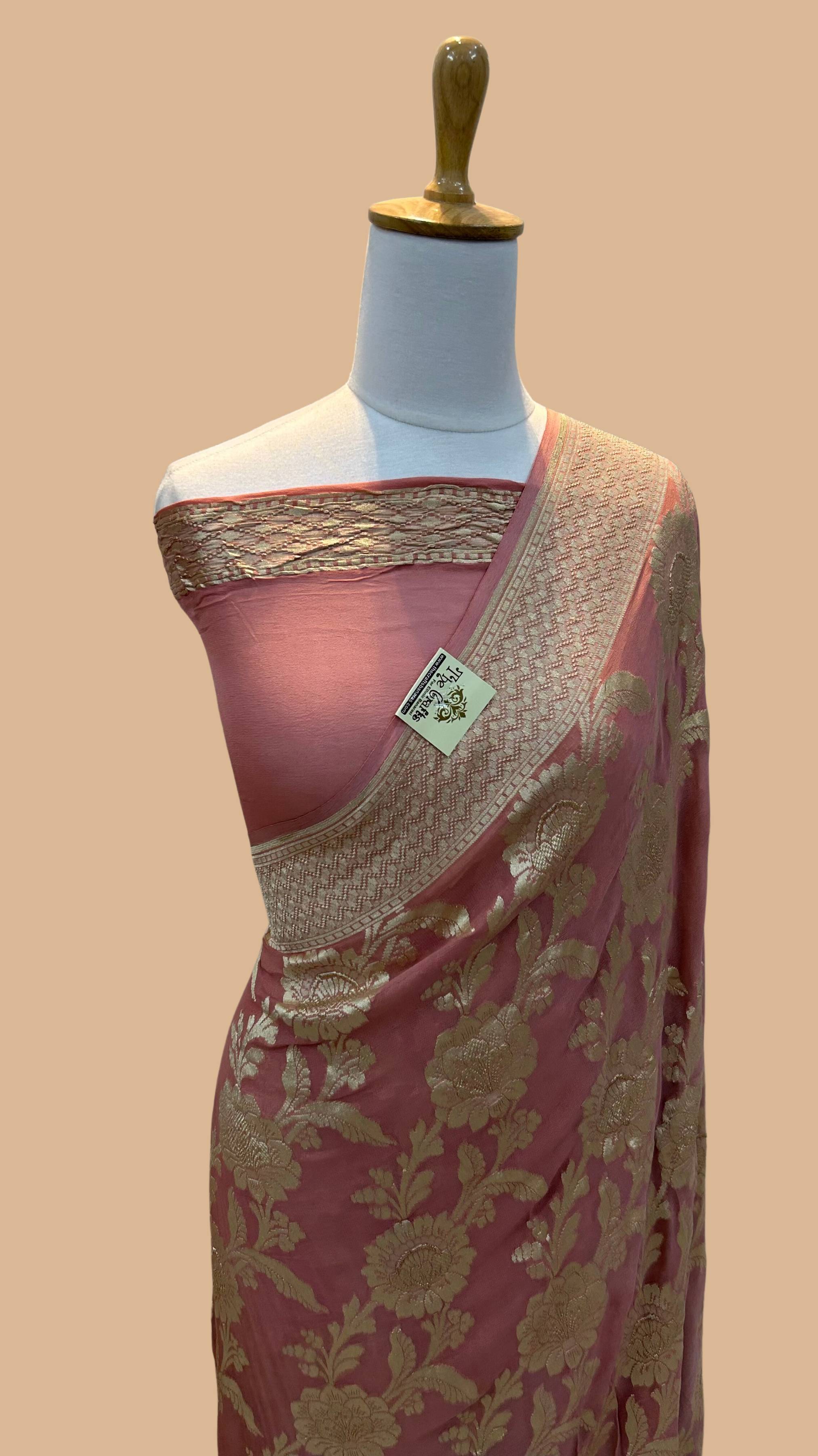 Khaddi Georgette Handloom Banarasi Saree