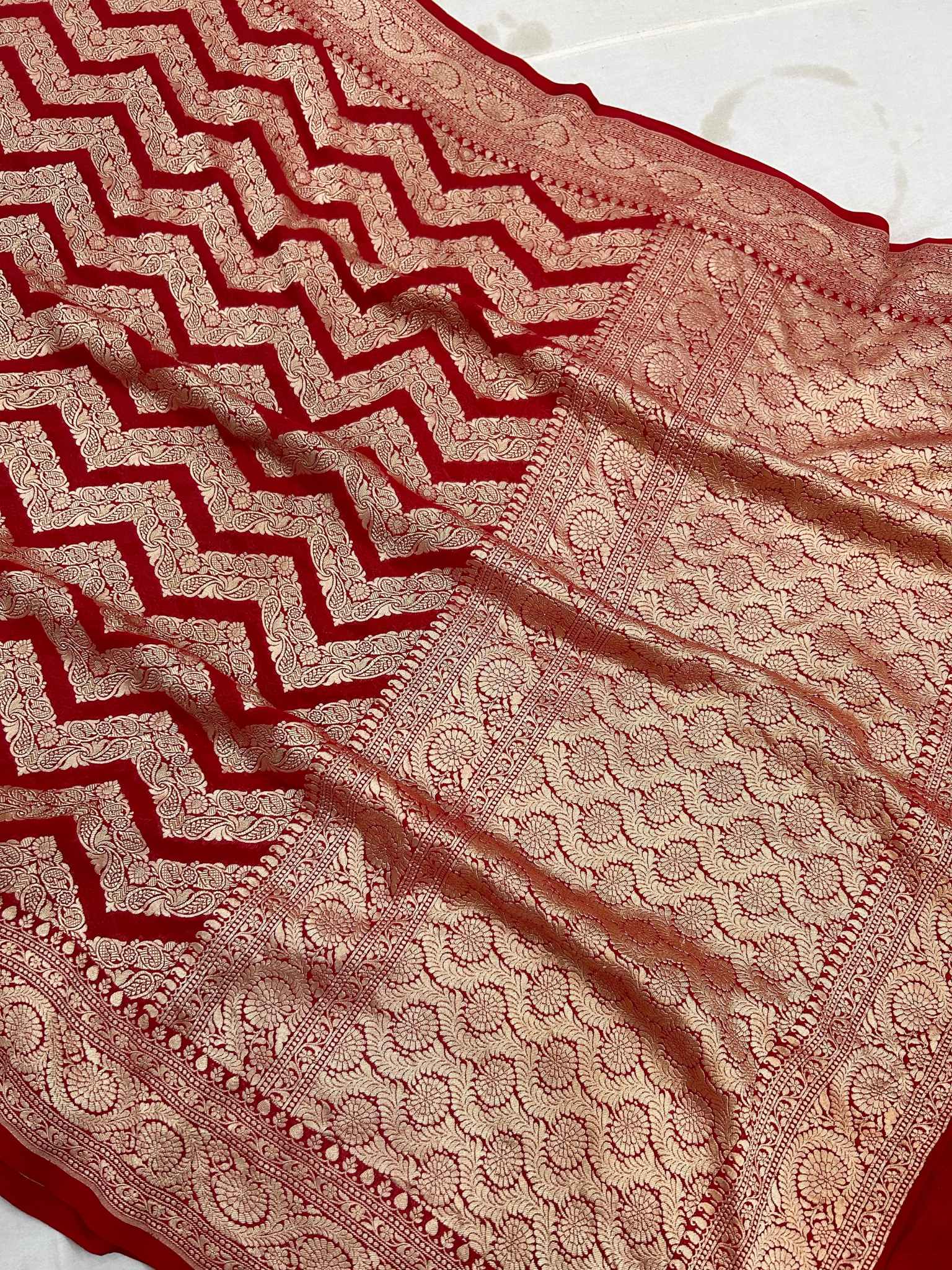 Khaddi Georgette Handloom Banarasi Saree