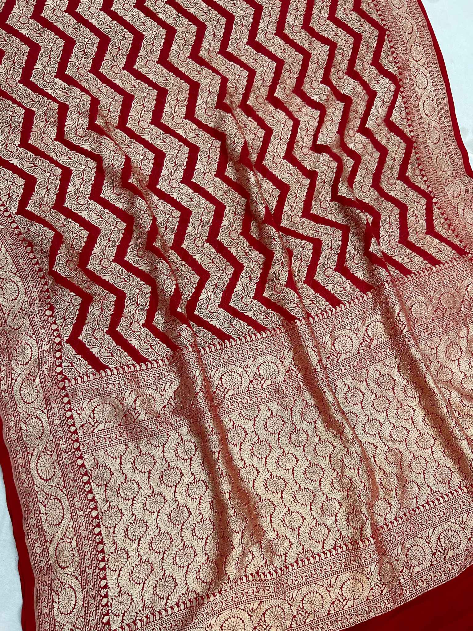 Khaddi Georgette Handloom Banarasi Saree