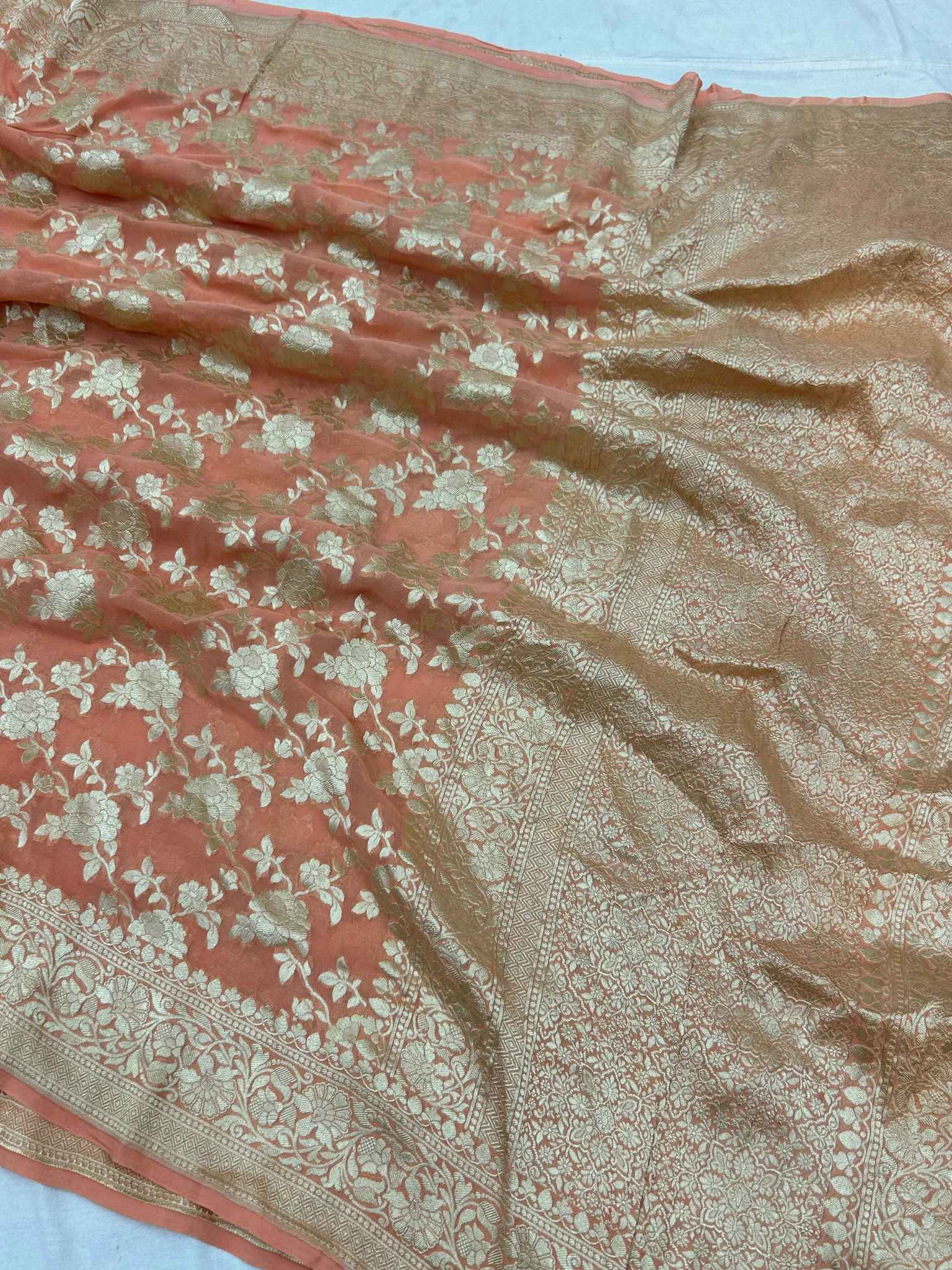 Khaddi Georgette Handloom Banarasi Saree