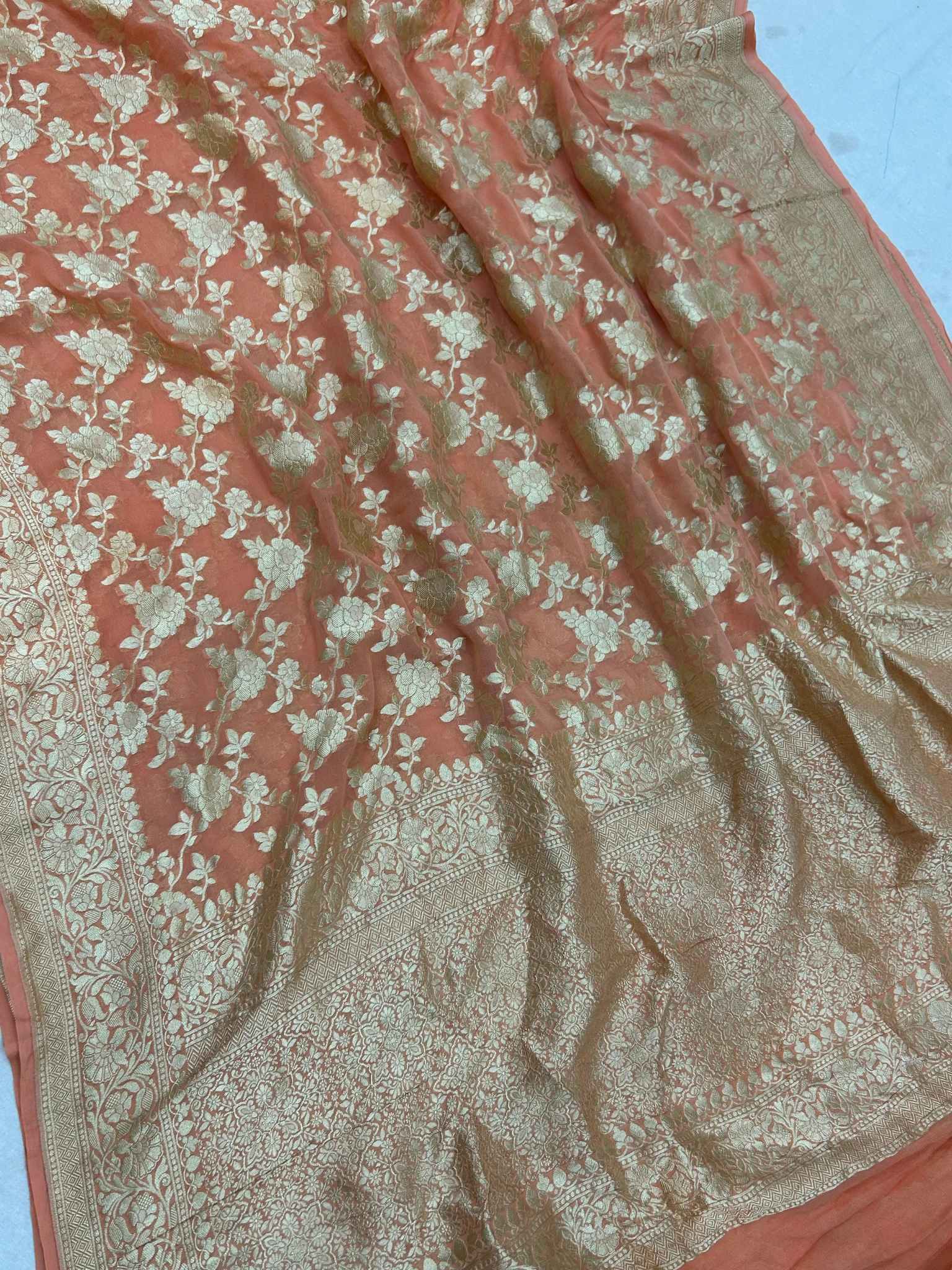 Khaddi Georgette Handloom Banarasi Saree