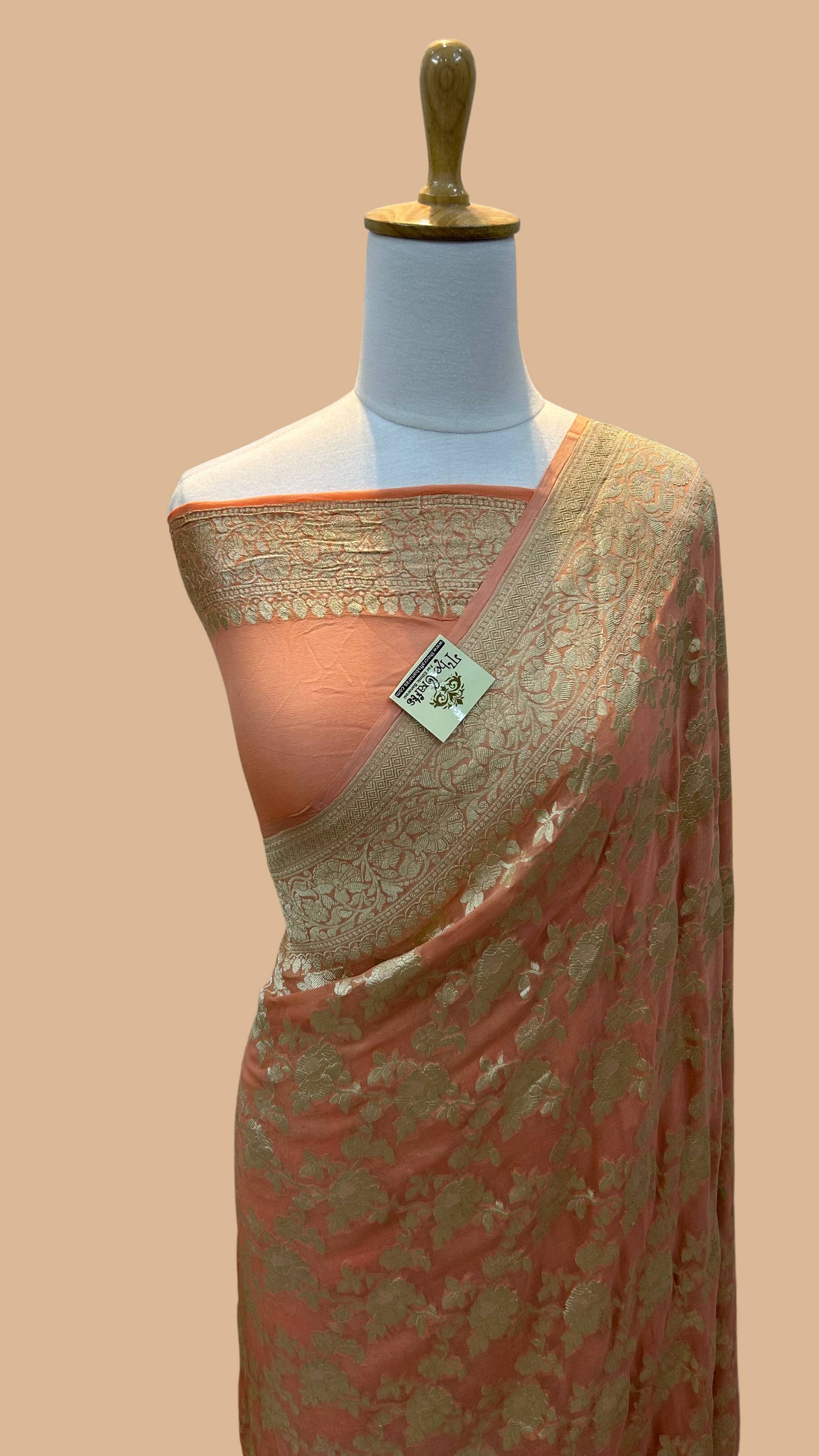 Khaddi Georgette Handloom Banarasi Saree