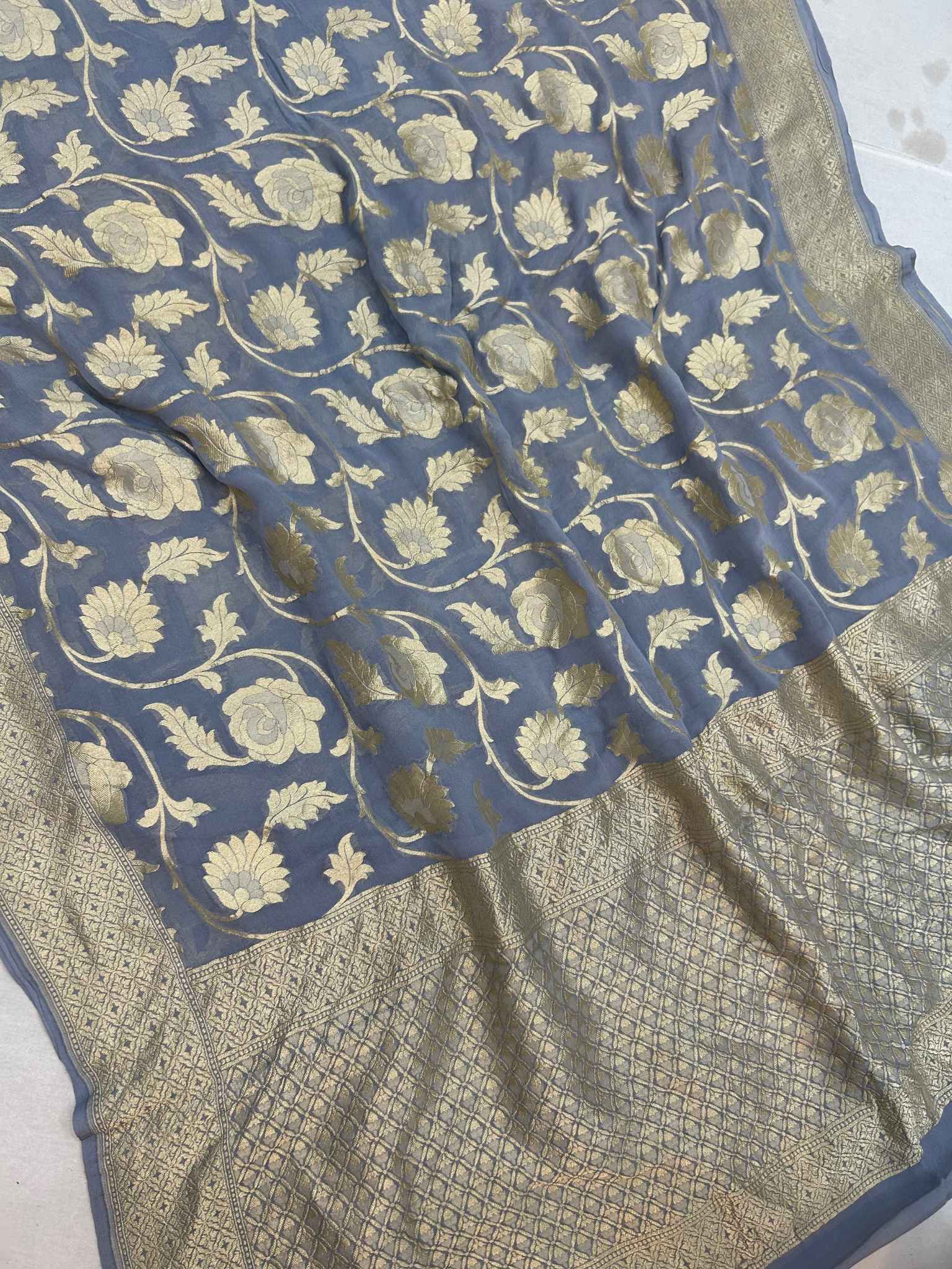 Khaddi Georgette Handloom Banarasi Saree