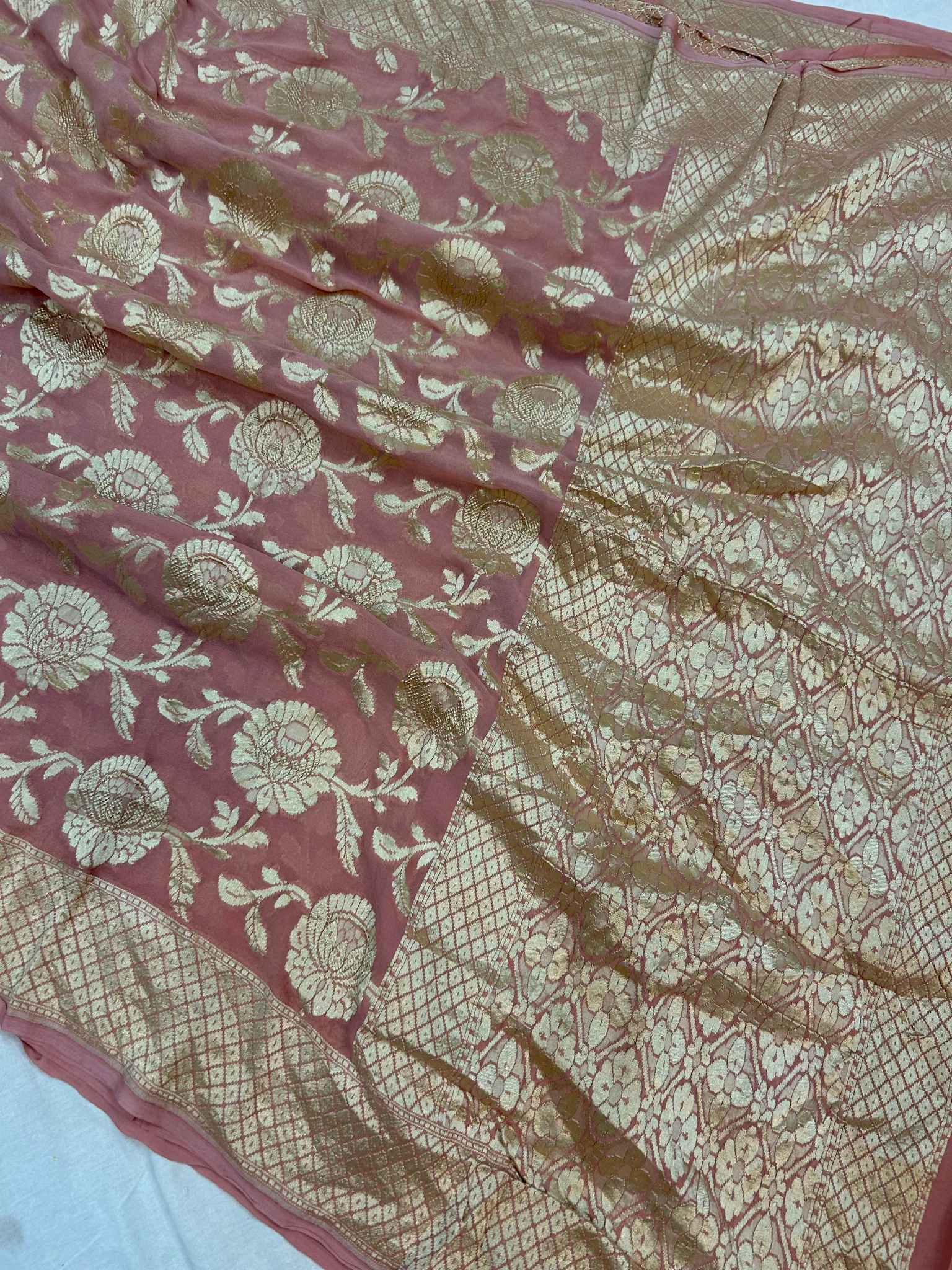 Khaddi Georgette Handloom Banarasi Saree