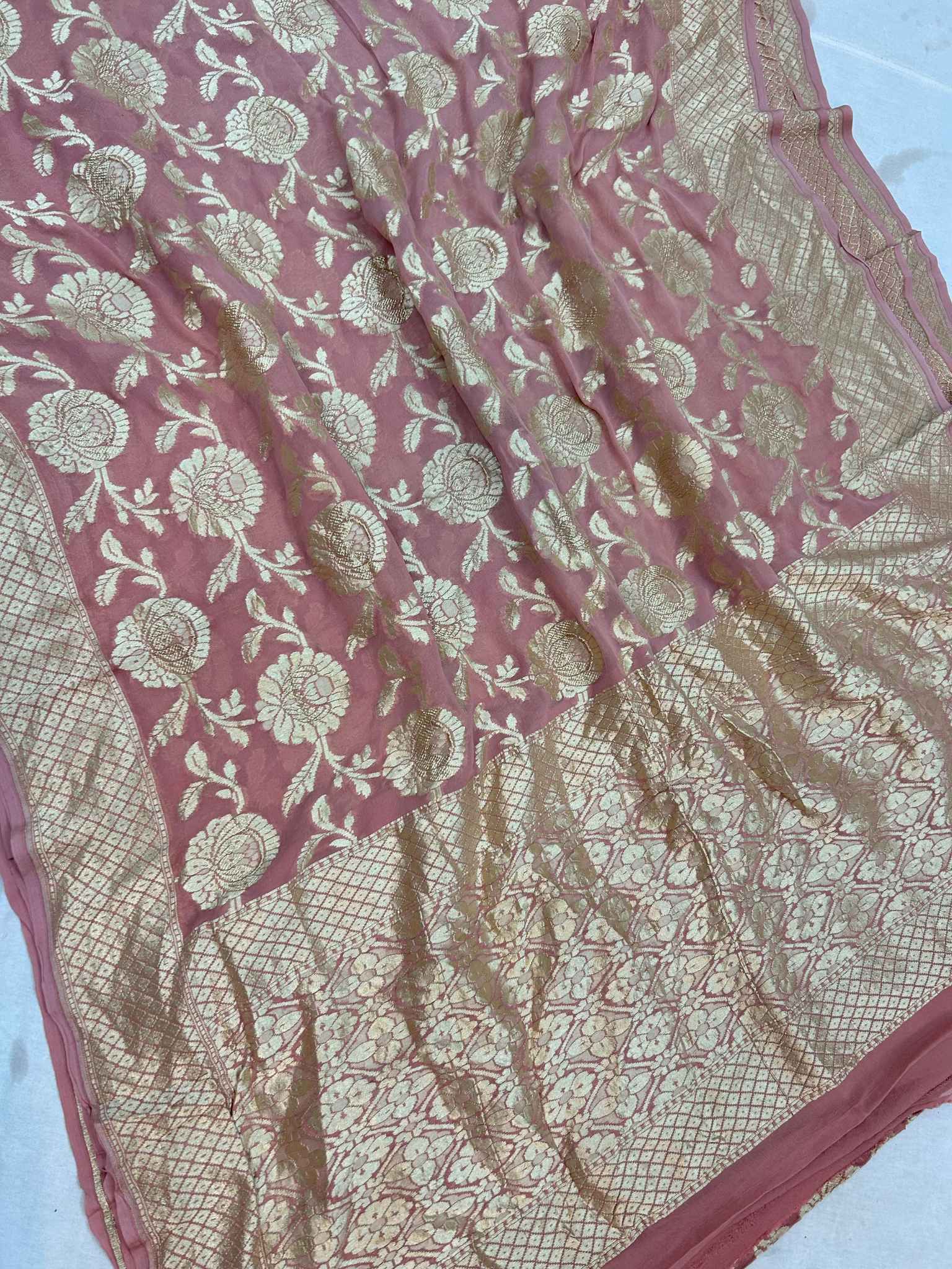 Khaddi Georgette Handloom Banarasi Saree