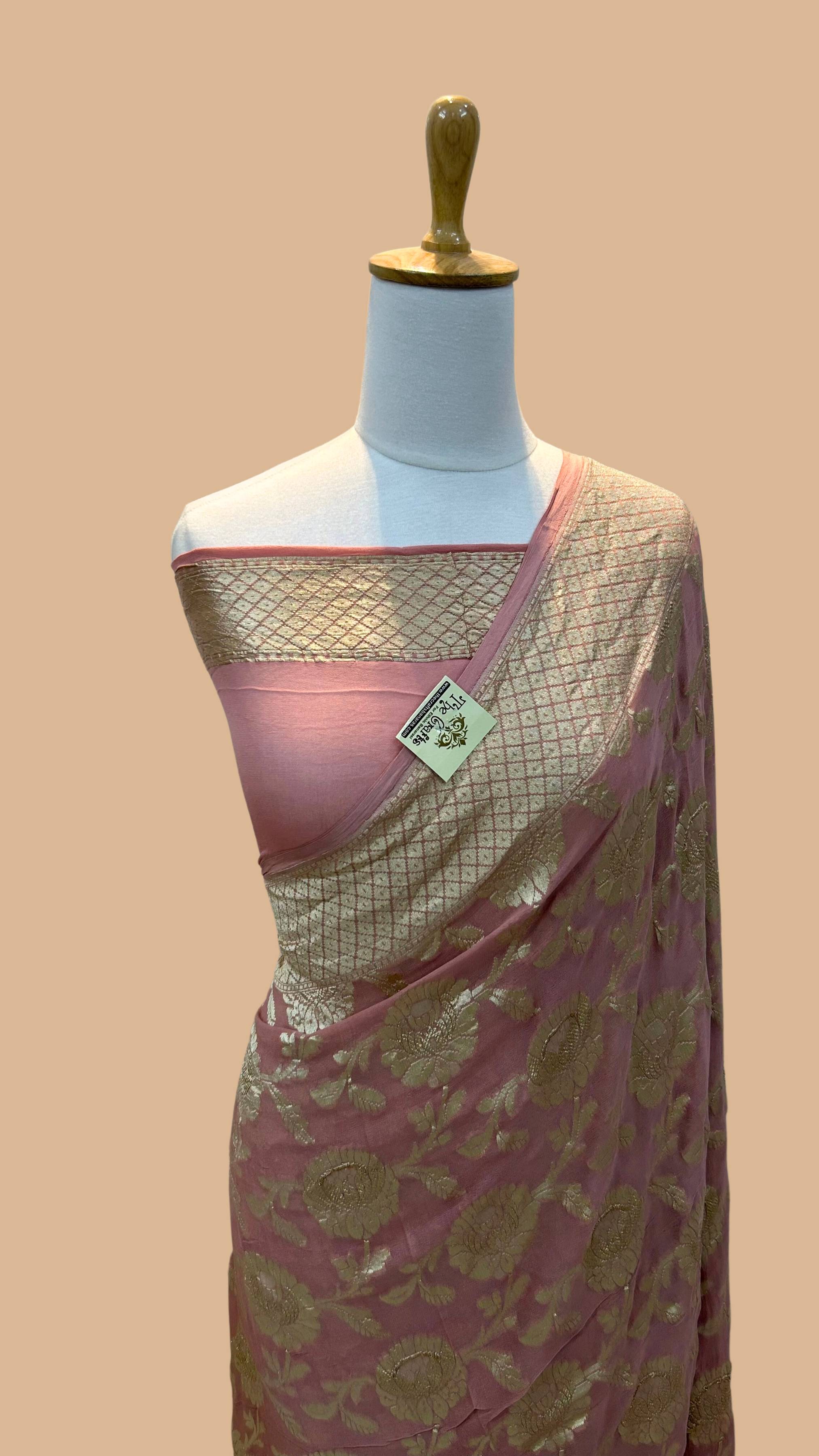 Khaddi Georgette Handloom Banarasi Saree