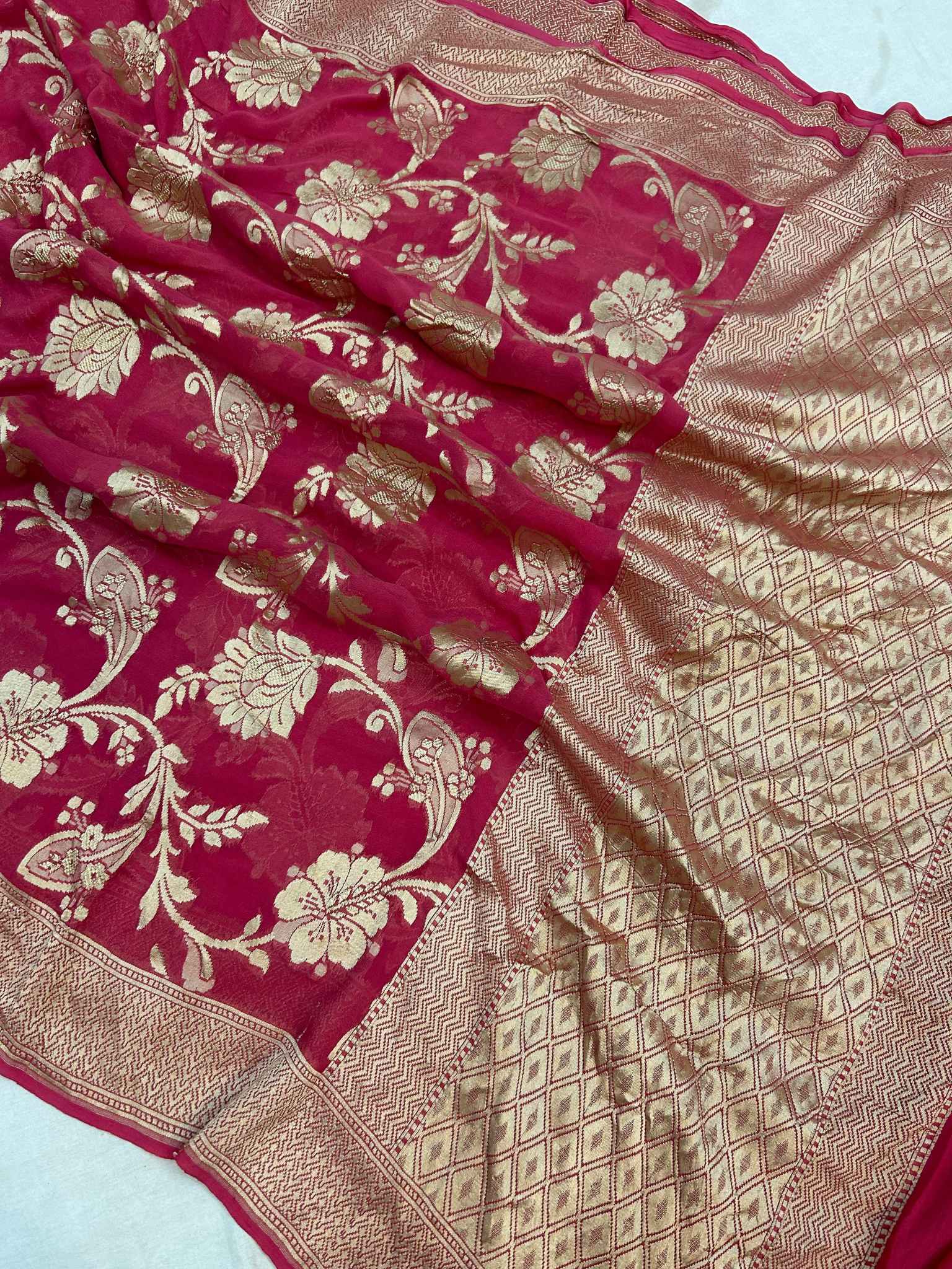 Khaddi Georgette Handloom Banarasi Saree