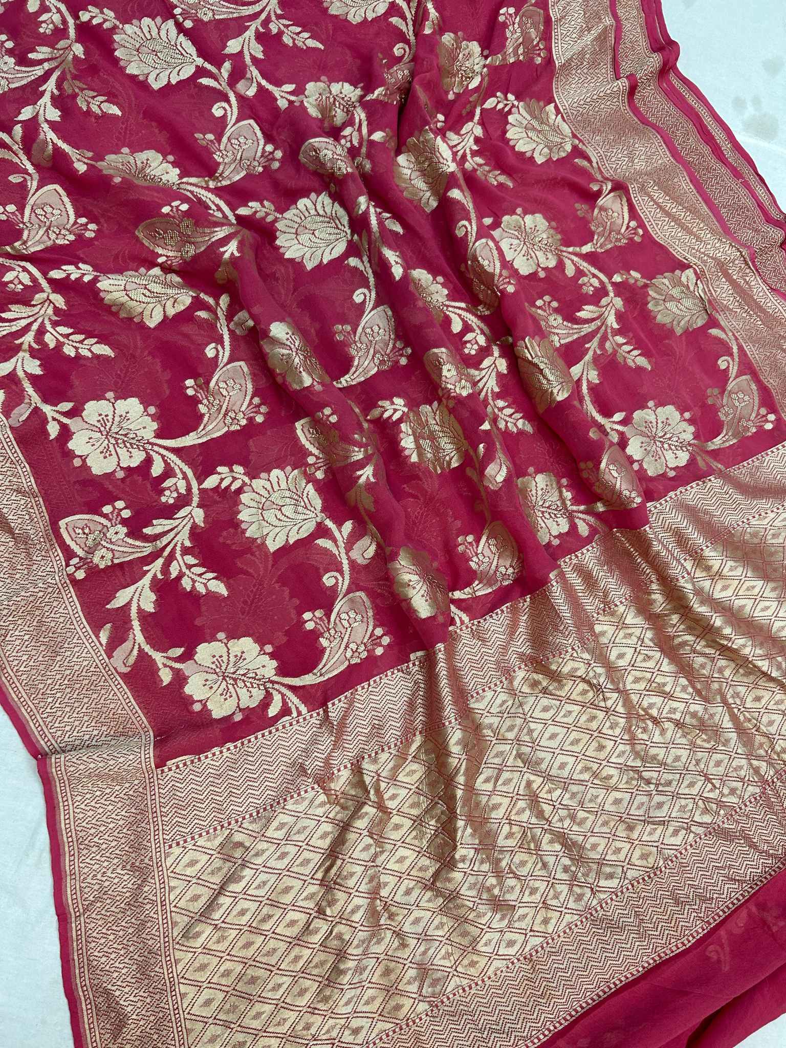 Khaddi Georgette Handloom Banarasi Saree