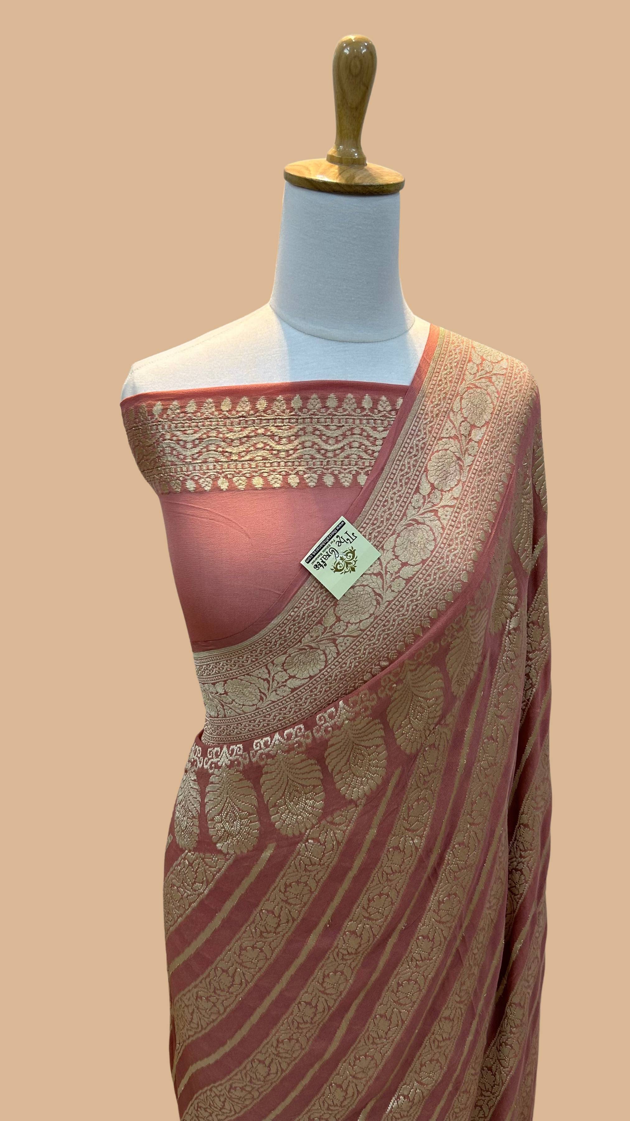 Khaddi Georgette Handloom Banarasi Saree