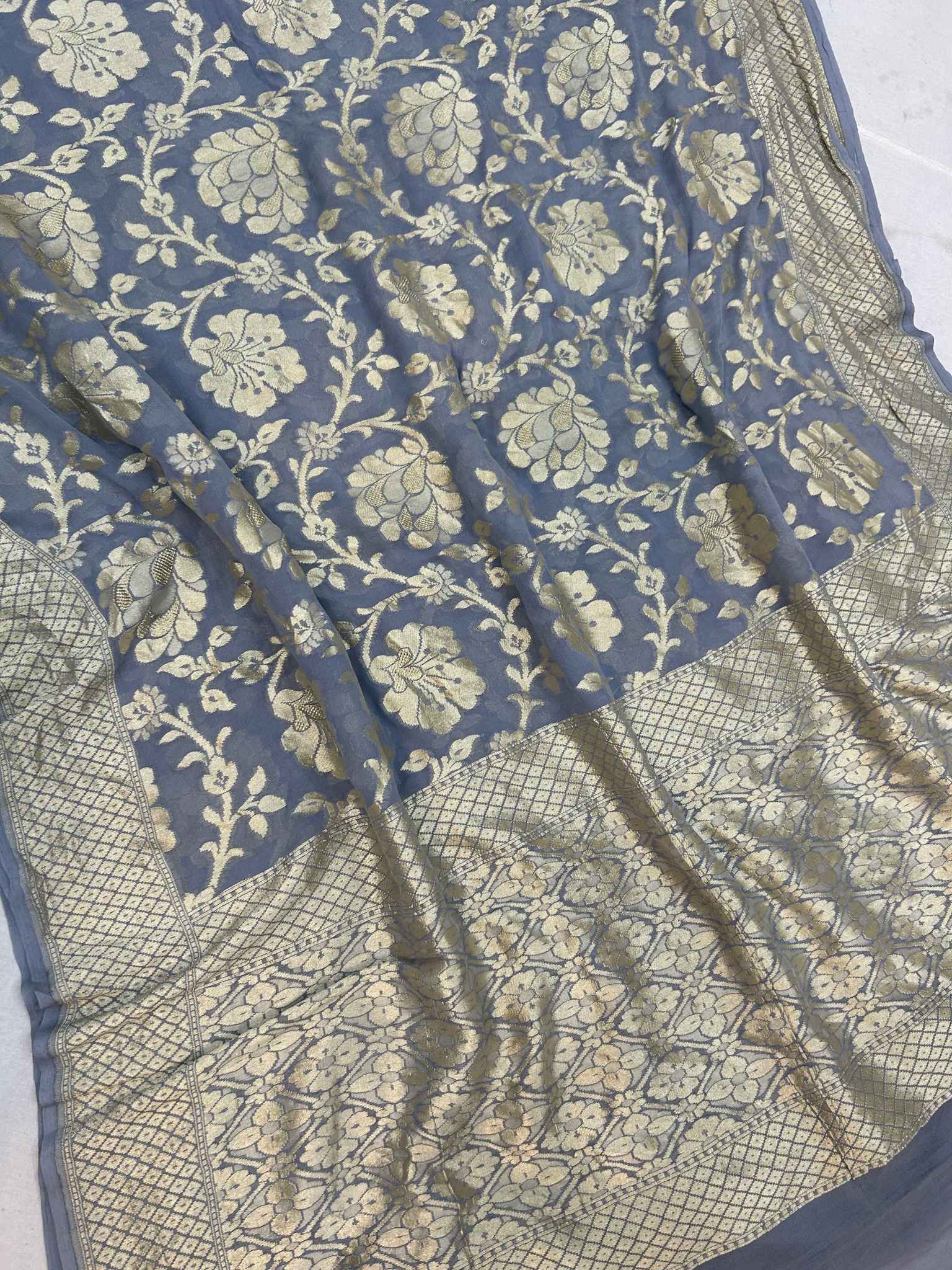 Khaddi Georgette Handloom Banarasi Saree