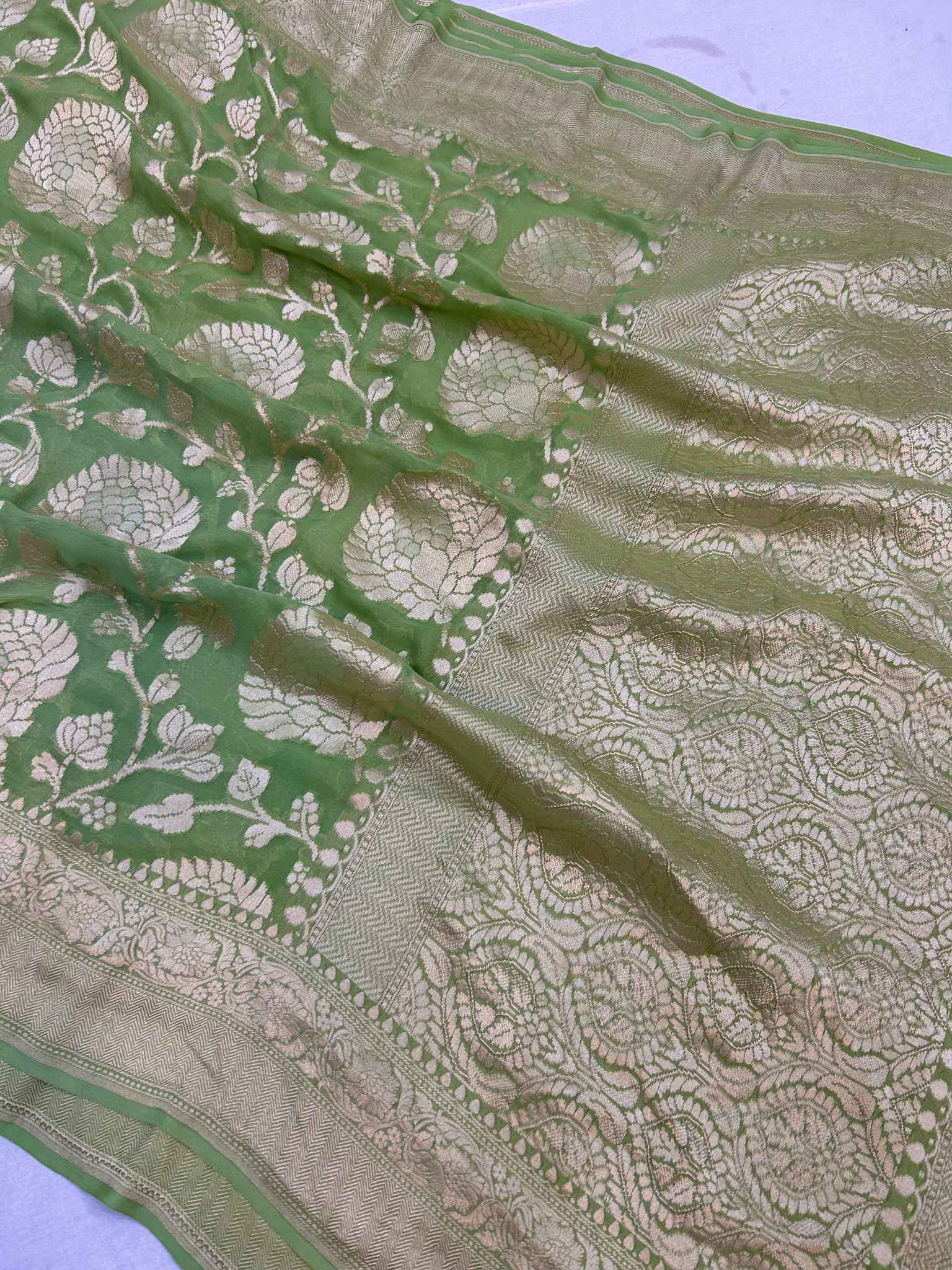 Khaddi Georgette Handloom Banarasi Saree