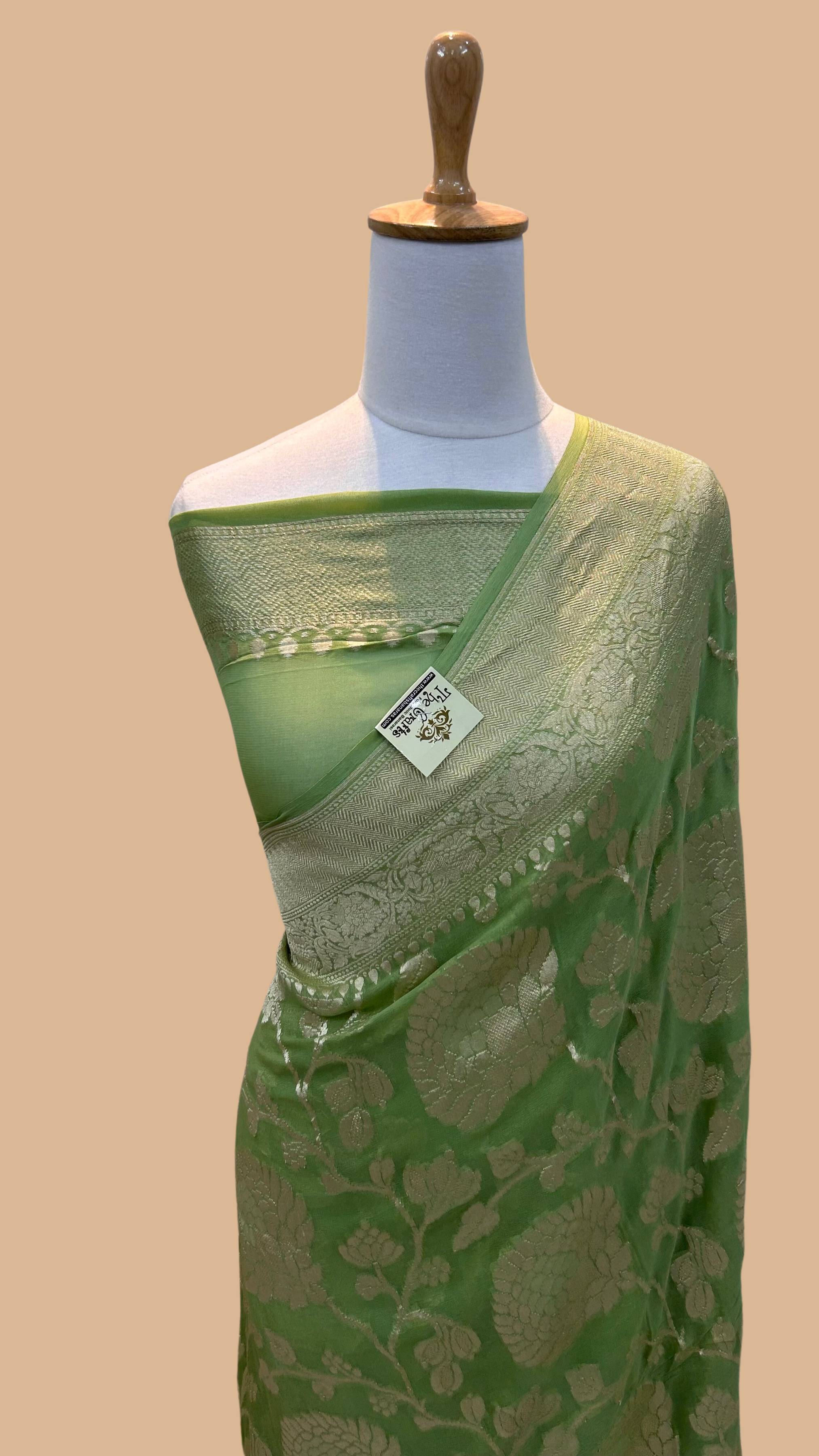 Khaddi Georgette Handloom Banarasi Saree