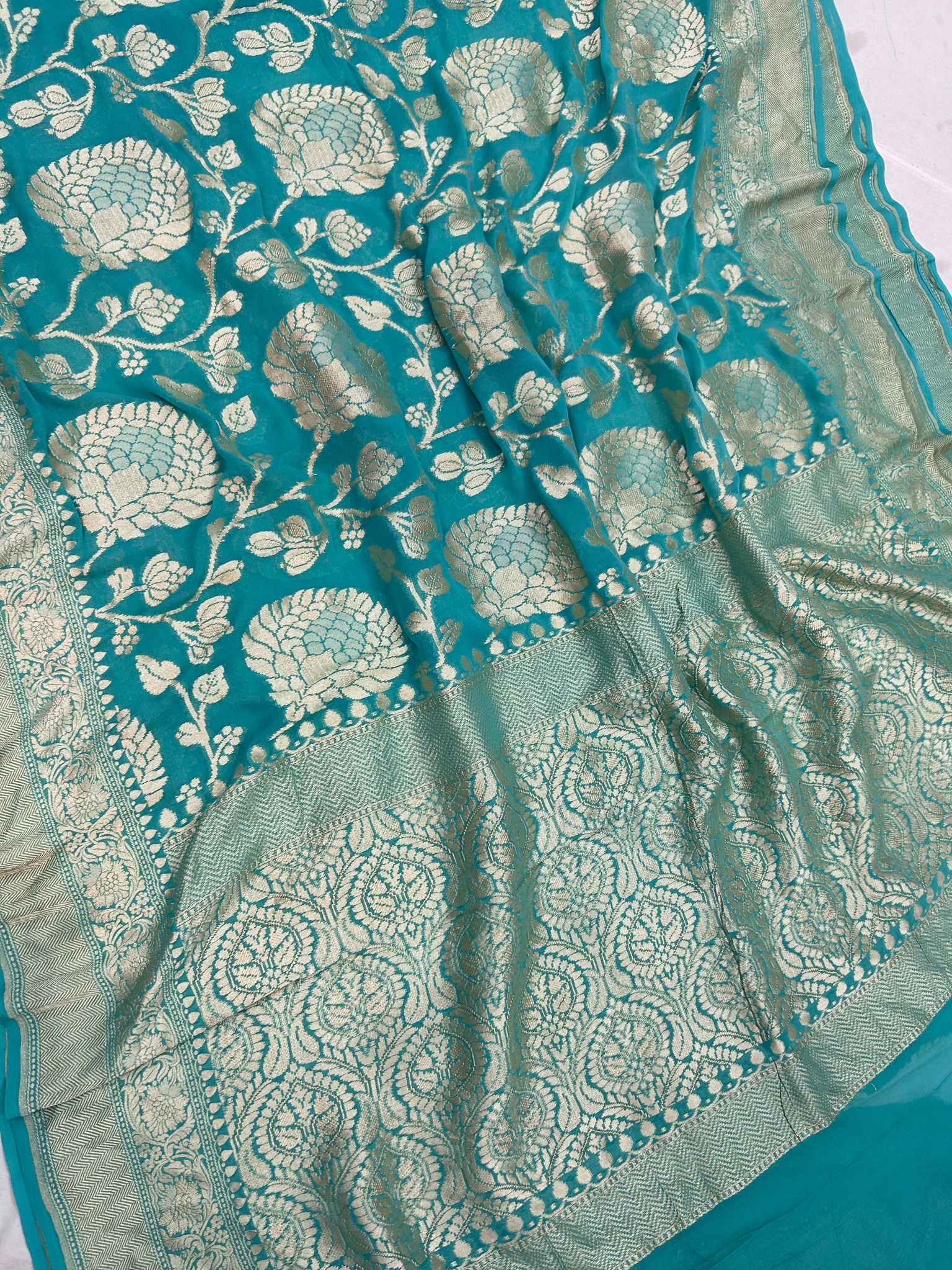 Khaddi Georgette Handloom Banarasi Saree