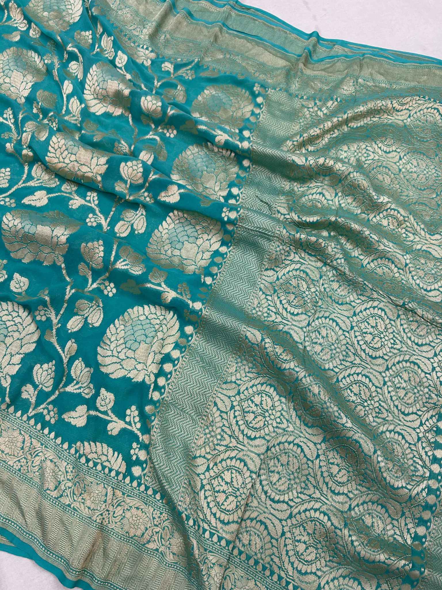 Khaddi Georgette Handloom Banarasi Saree