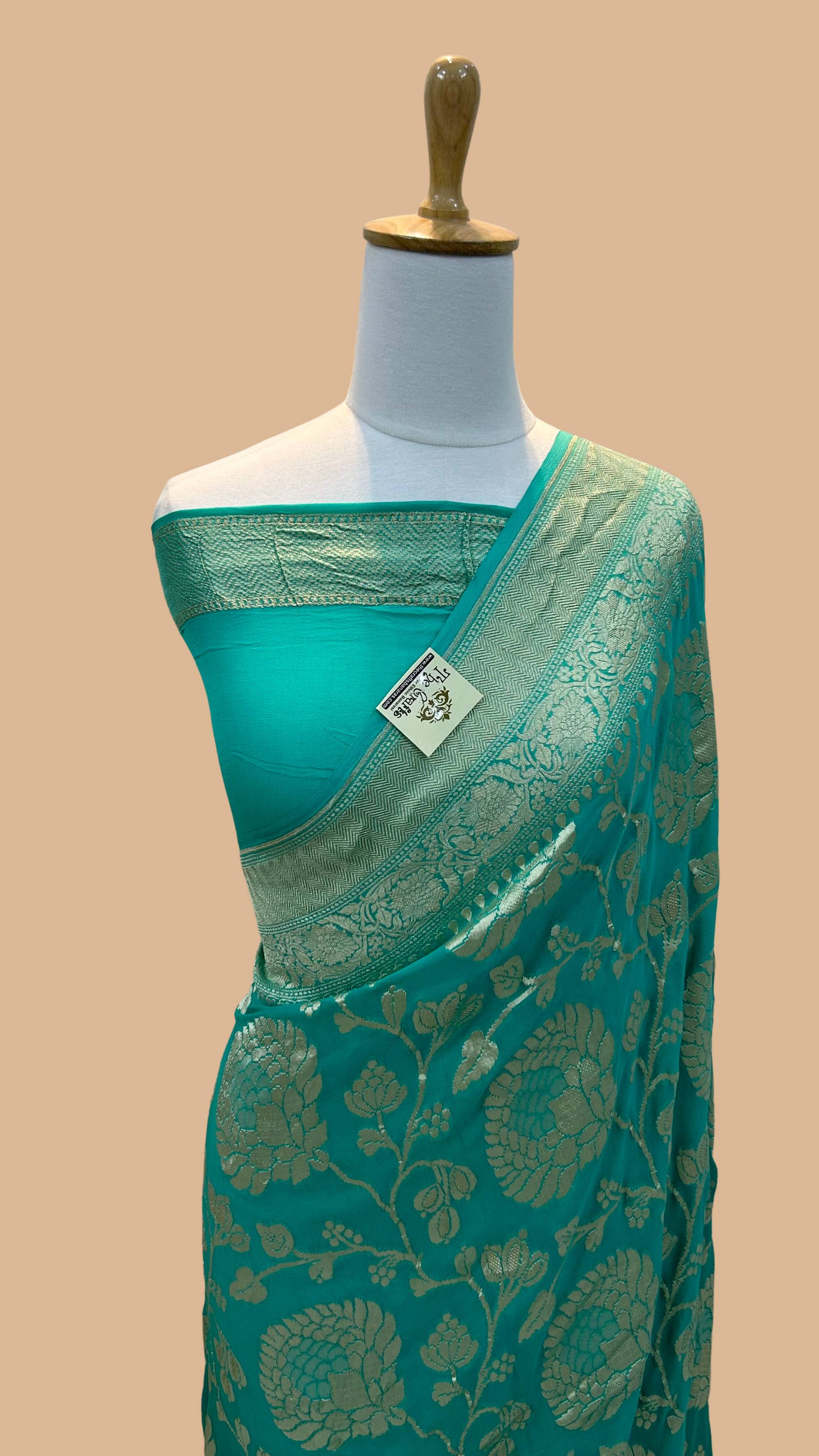 Khaddi Georgette Handloom Banarasi Saree