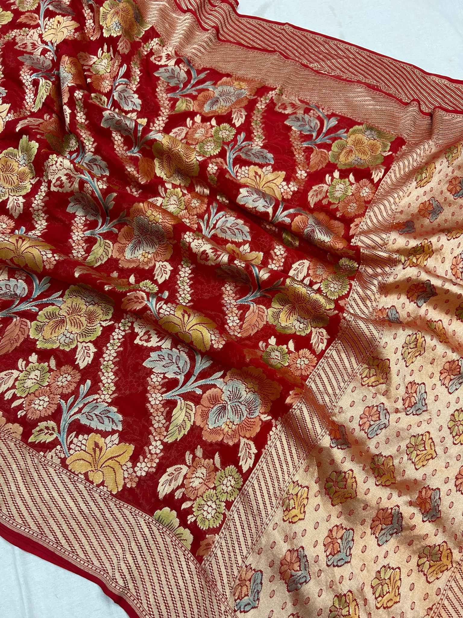 Khaddi Georgette Handloom Banarasi Saree