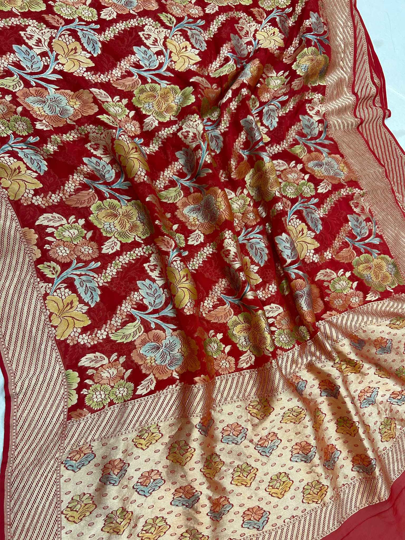 Khaddi Georgette Handloom Banarasi Saree