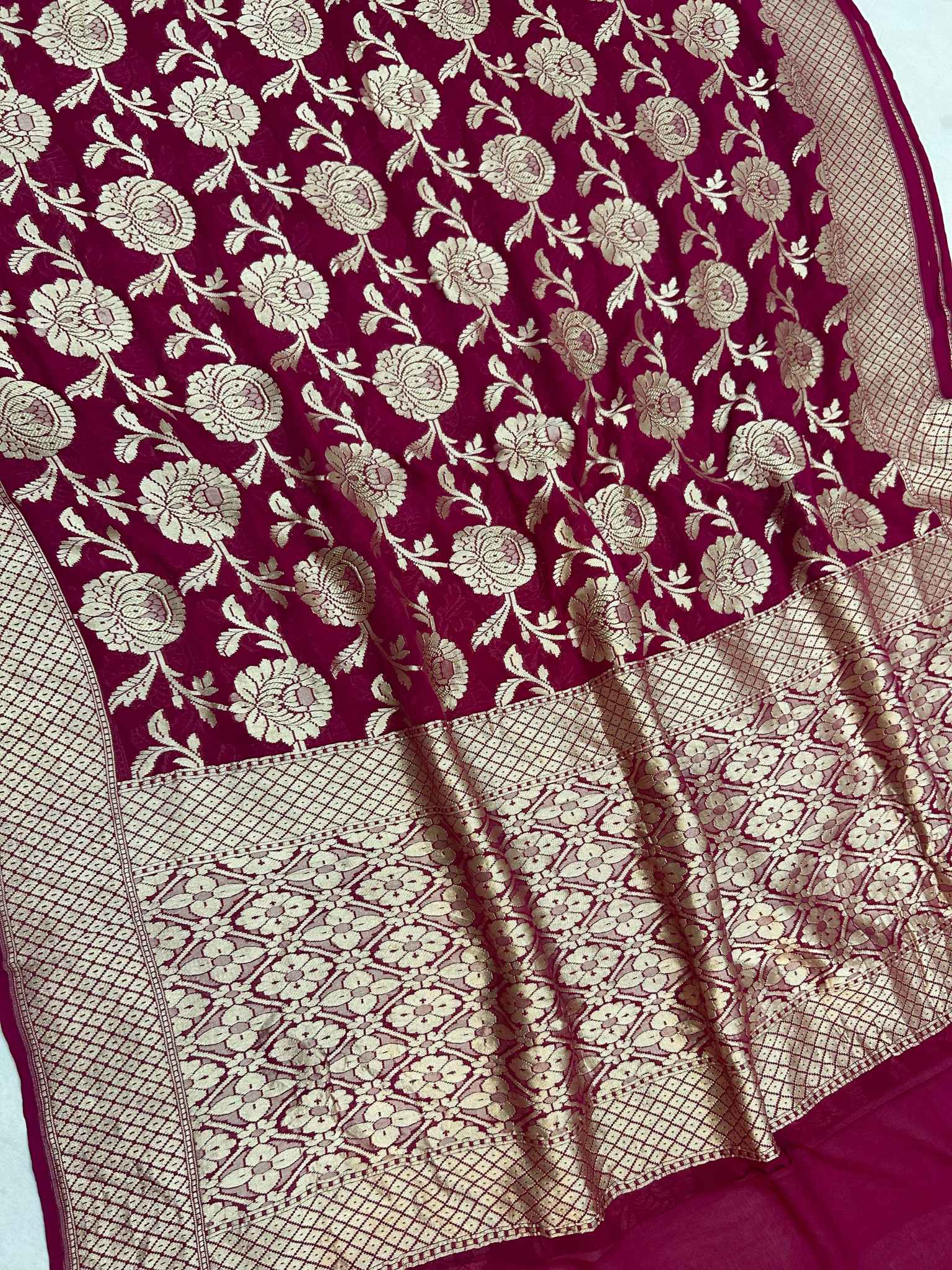 Khaddi Georgette Handloom Banarasi Saree