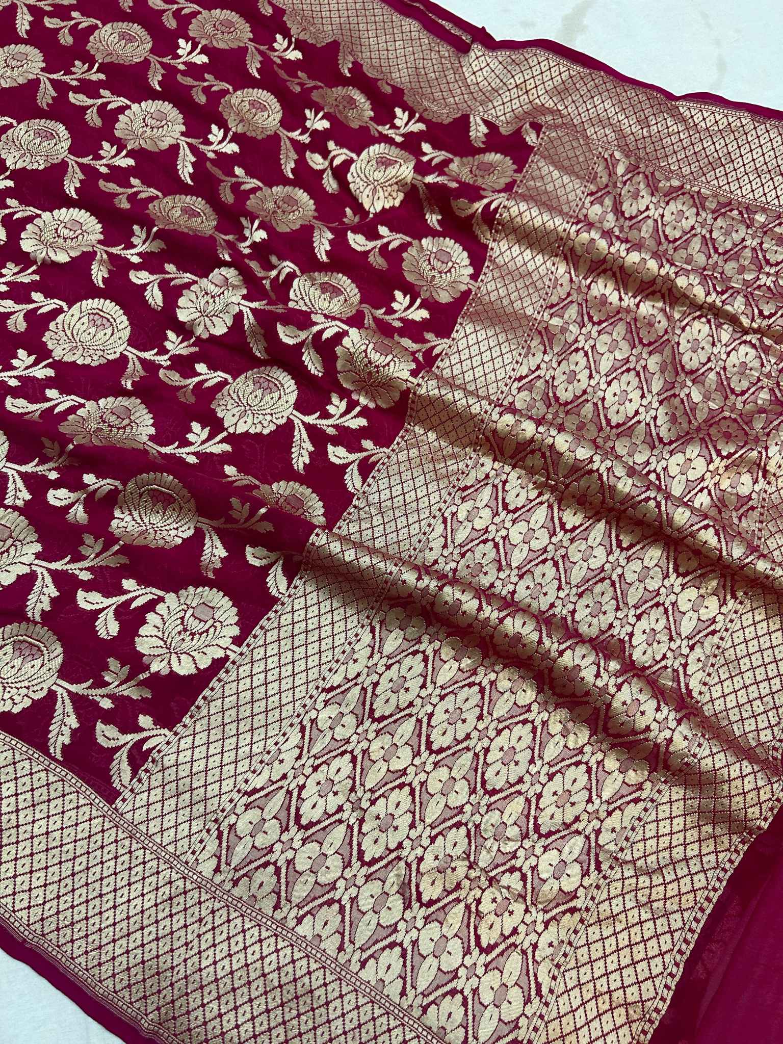 Khaddi Georgette Handloom Banarasi Saree