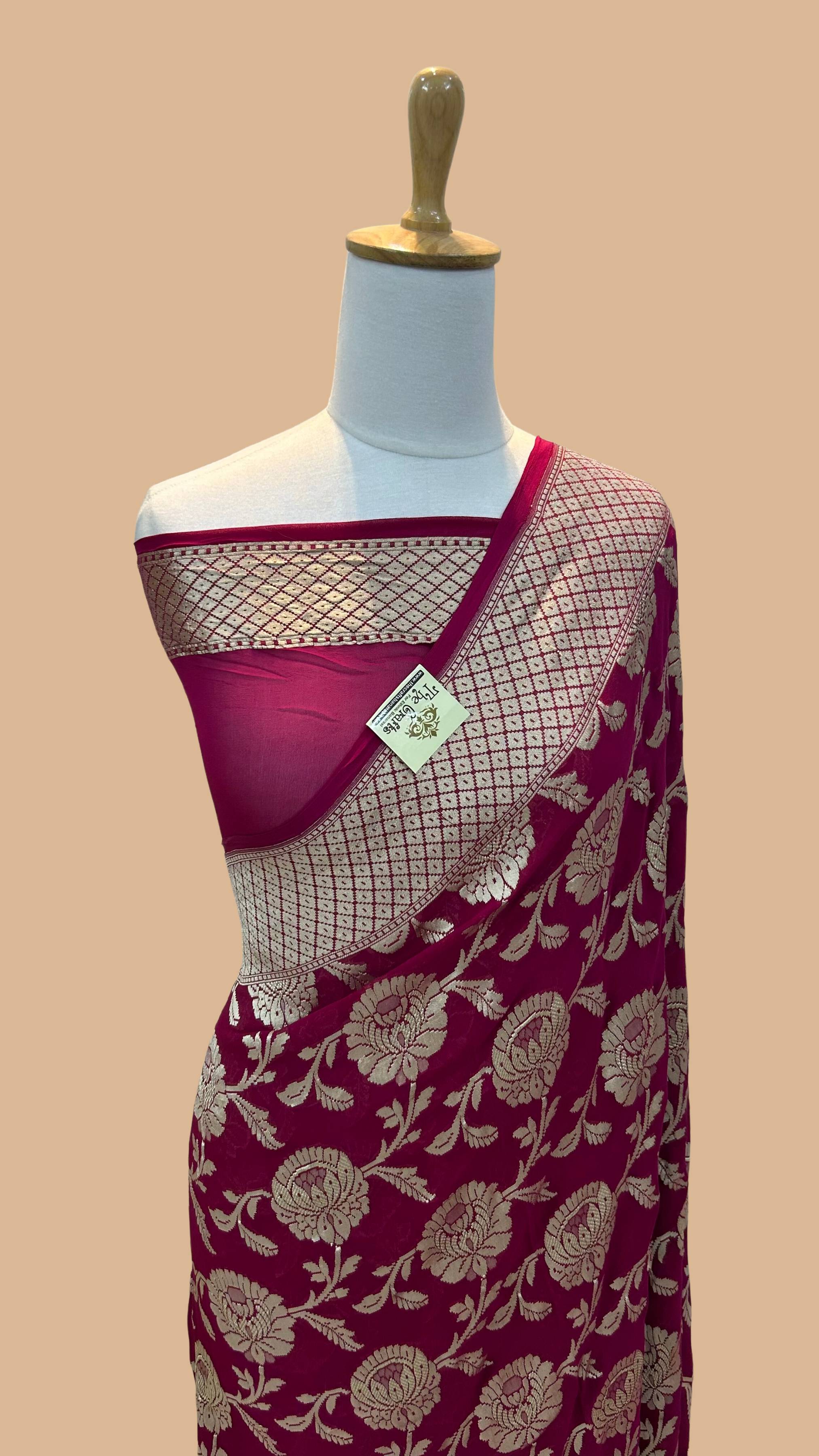 Khaddi Georgette Handloom Banarasi Saree