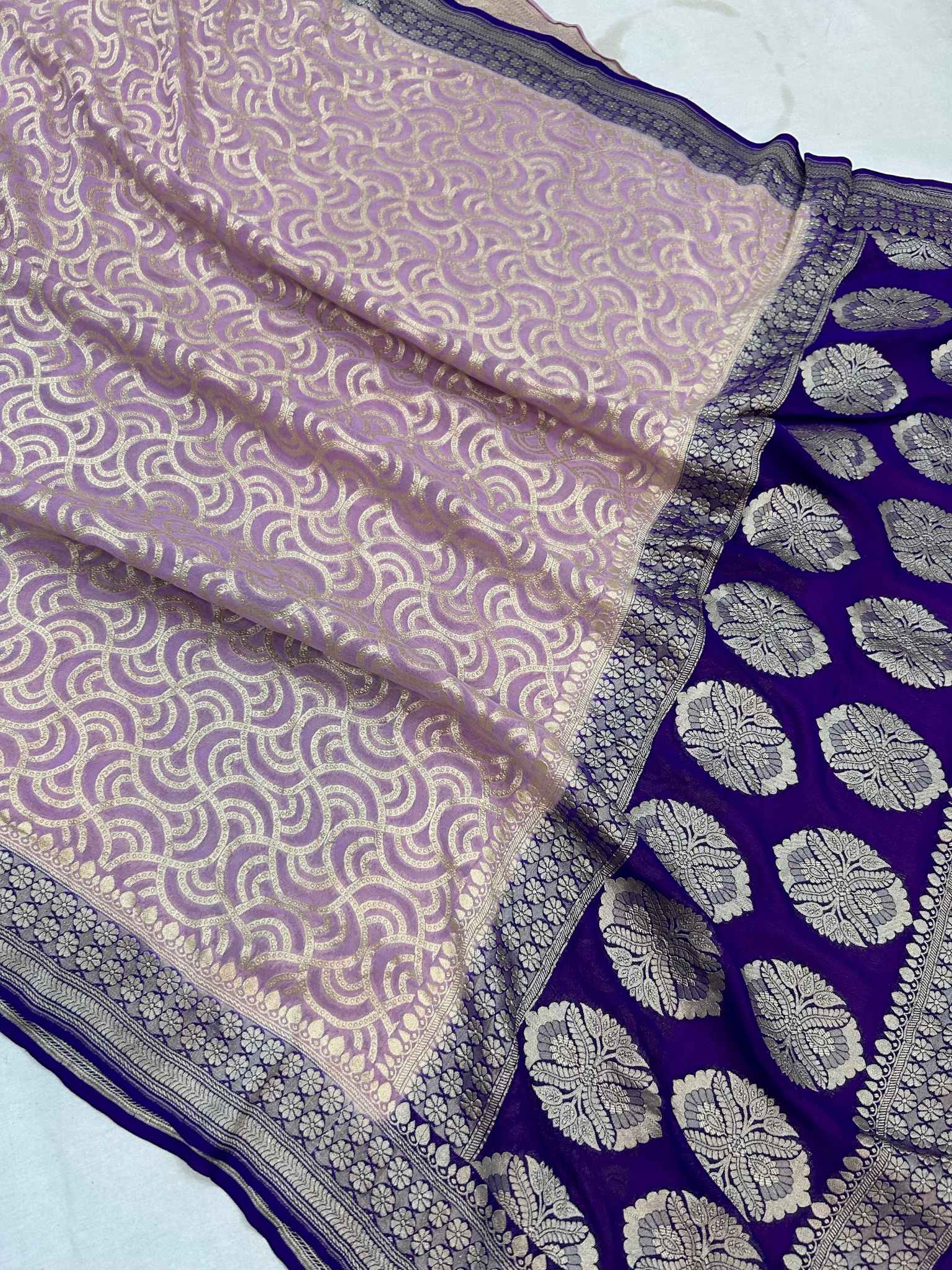 Khaddi Georgette Handloom Banarasi Saree