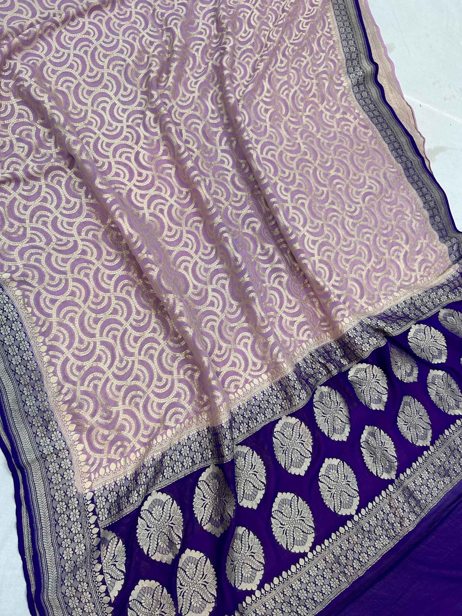 Khaddi Georgette Handloom Banarasi Saree