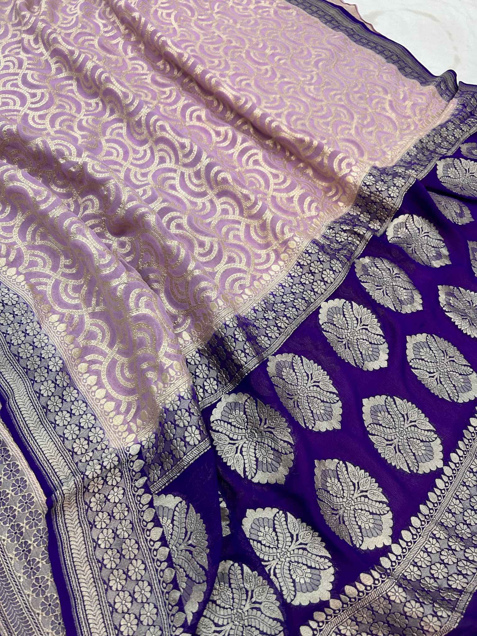 Khaddi Georgette Handloom Banarasi Saree