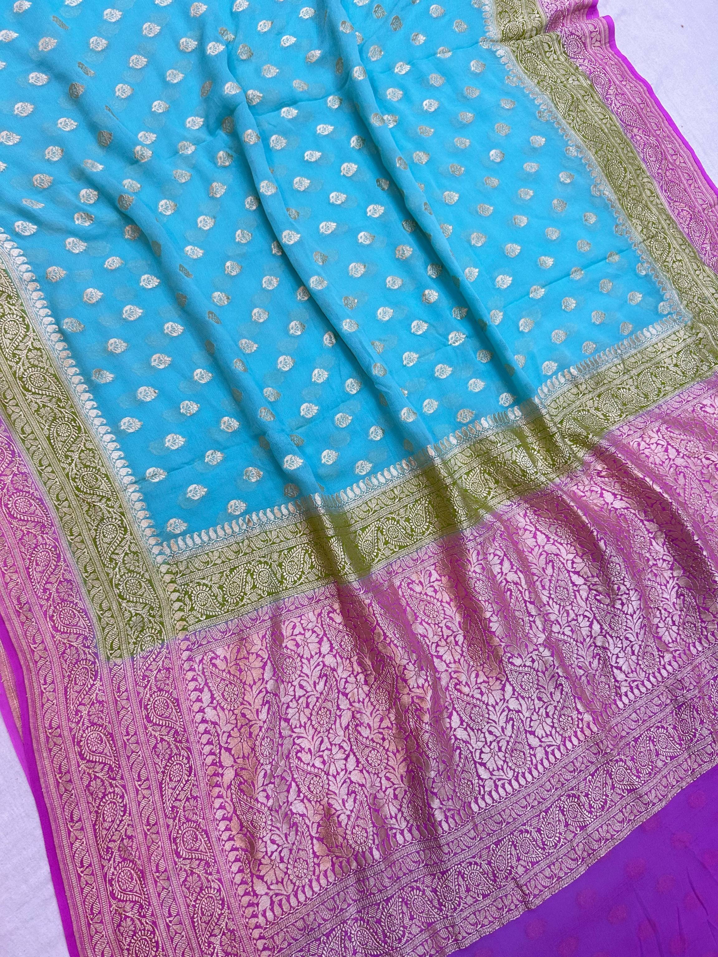 Khaddi Georgette Handloom Banarasi Saree