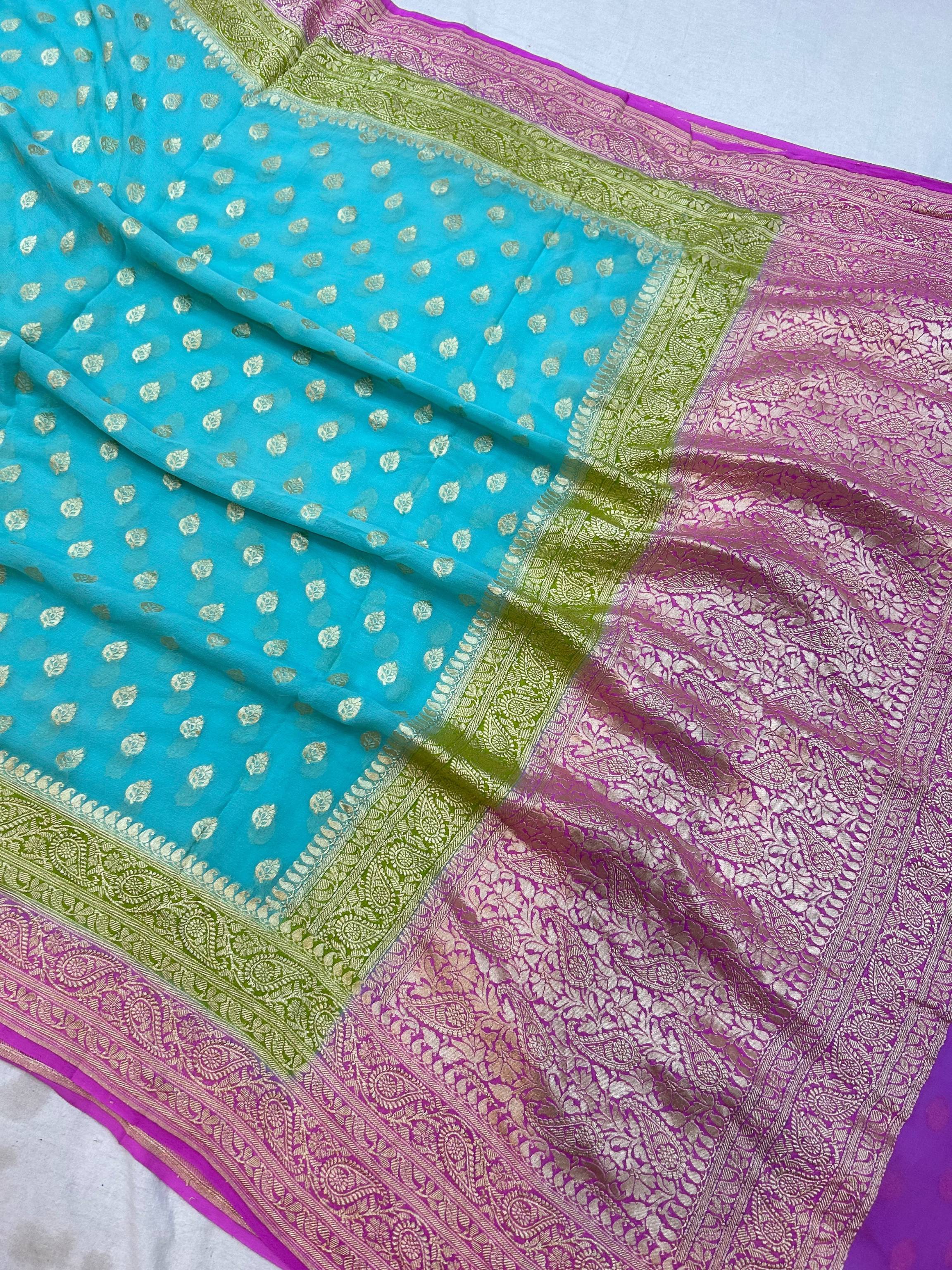 Khaddi Georgette Handloom Banarasi Saree