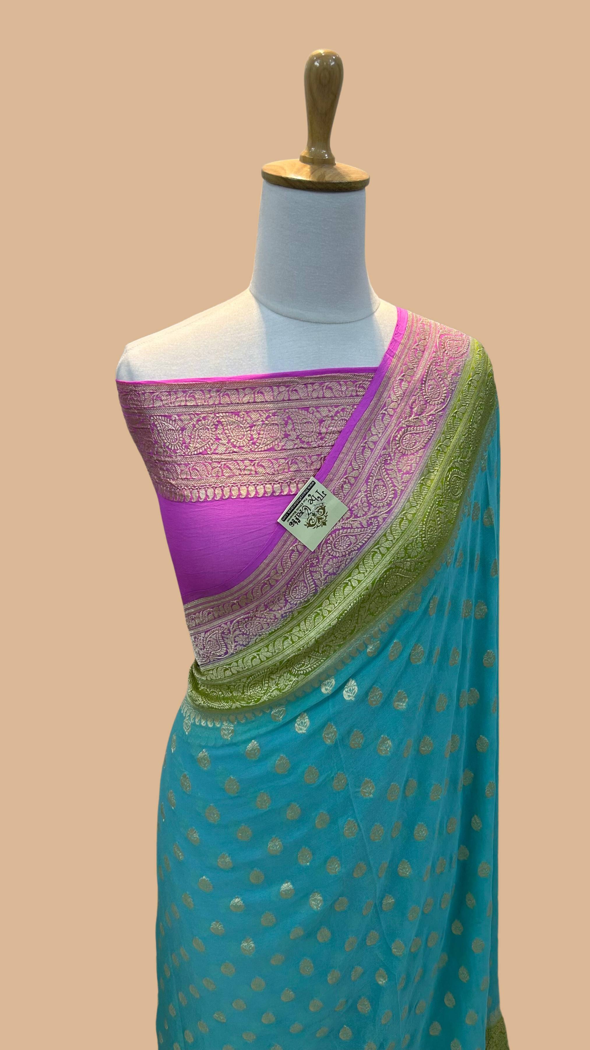 Khaddi Georgette Handloom Banarasi Saree