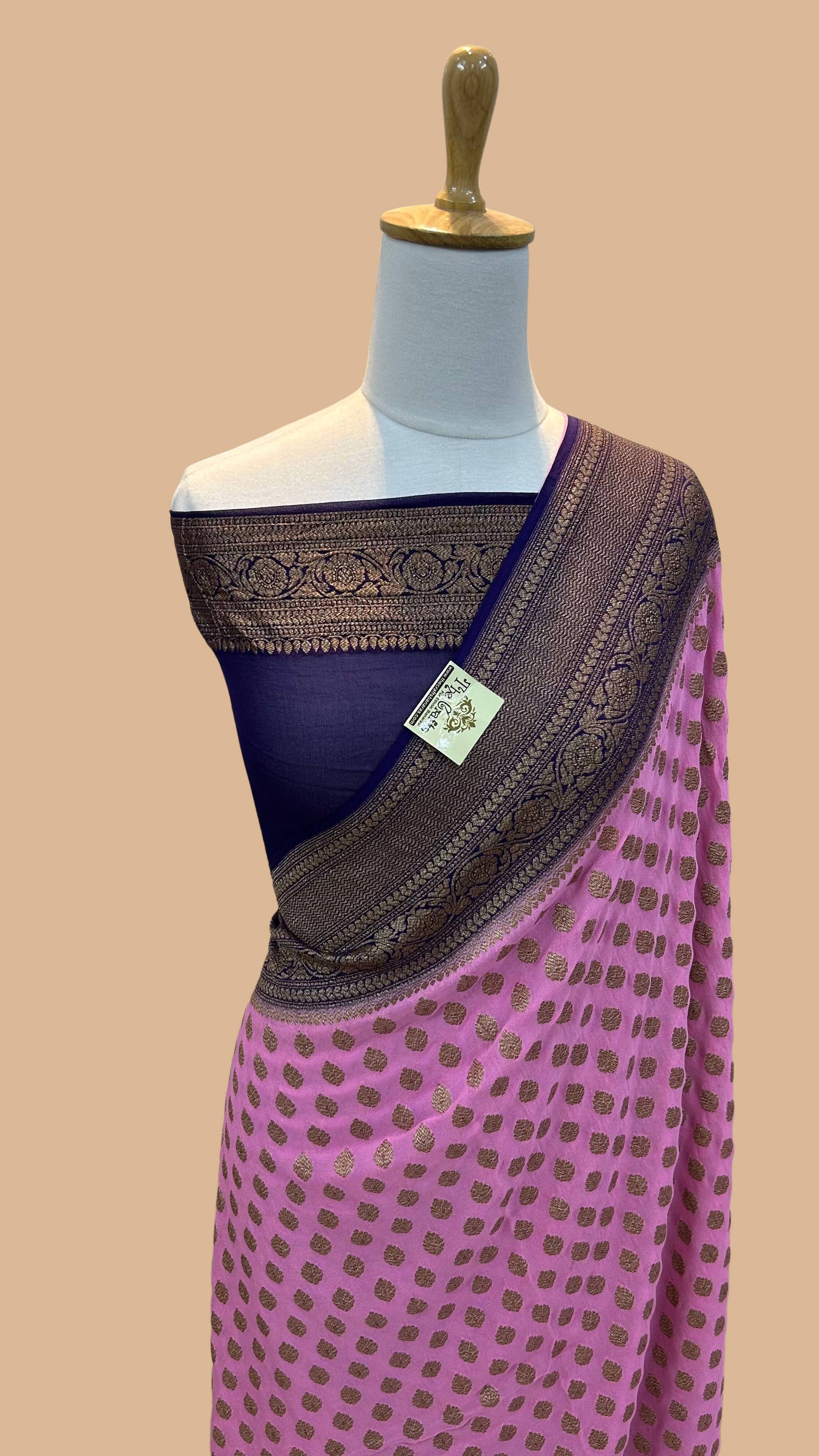 Khaddi Georgette Banarasi Saree - Antique Zari