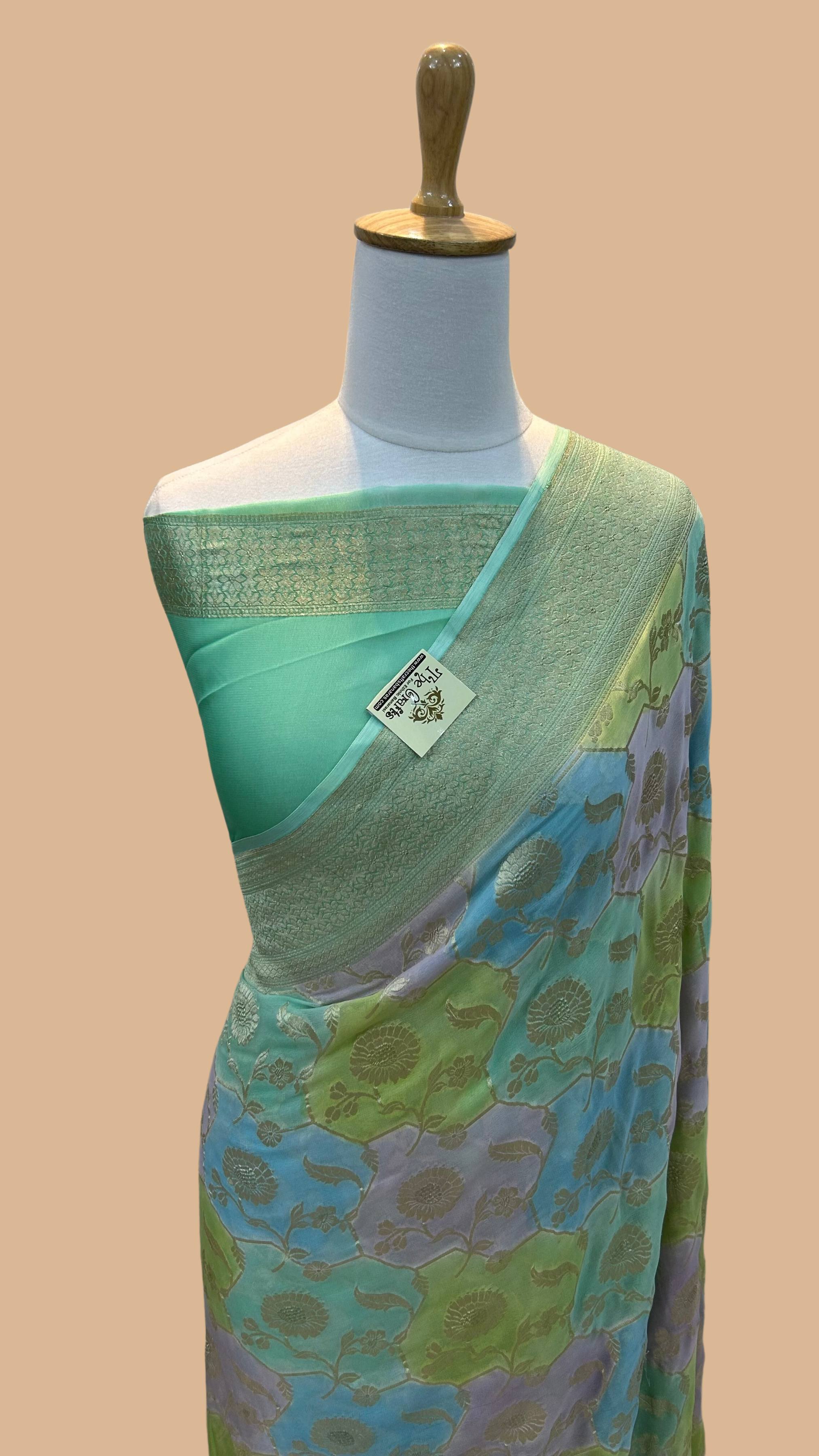 Khaddi Georgette Handloom Banarasi Saree