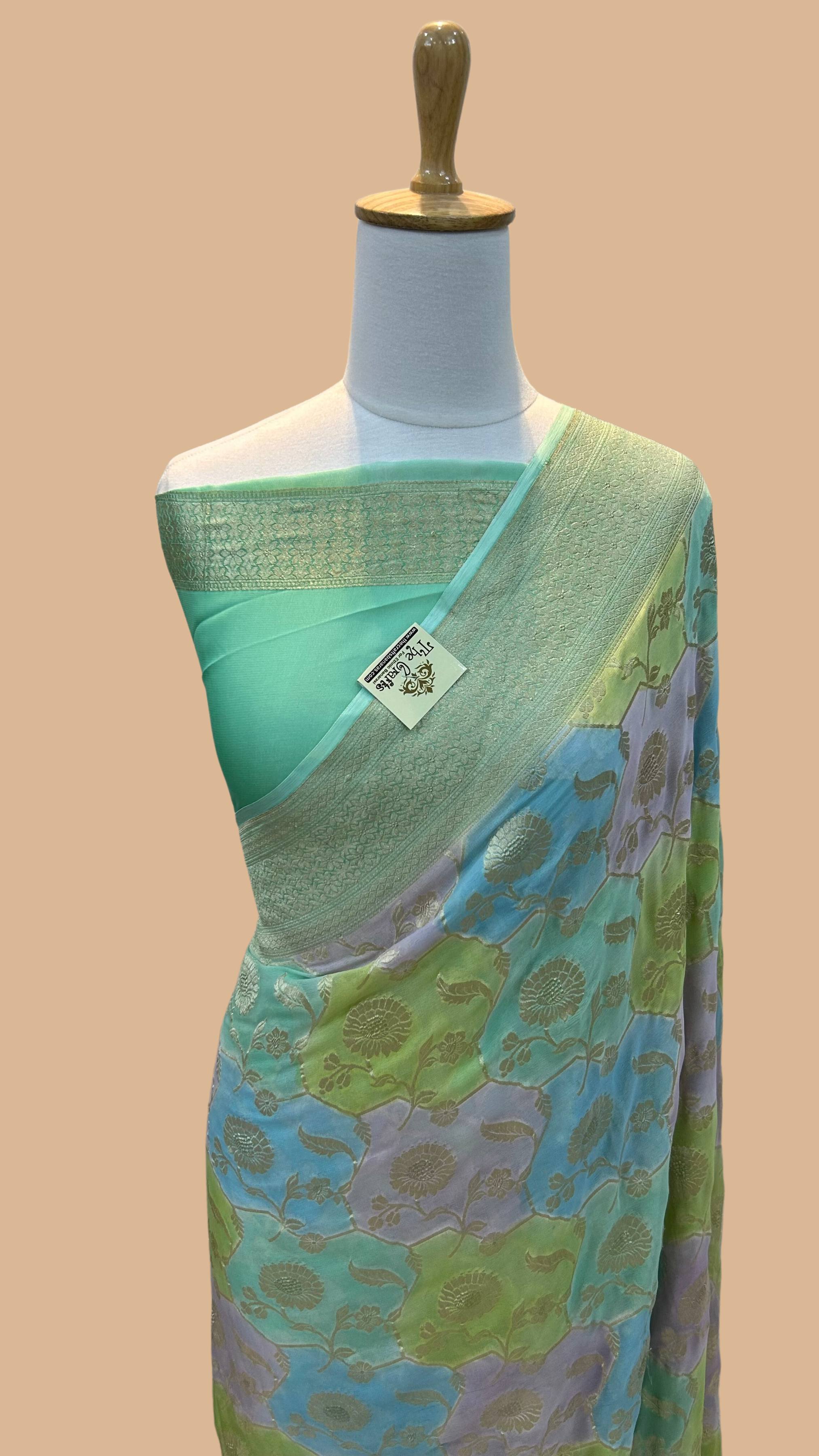 Khaddi Georgette Handloom Banarasi Saree