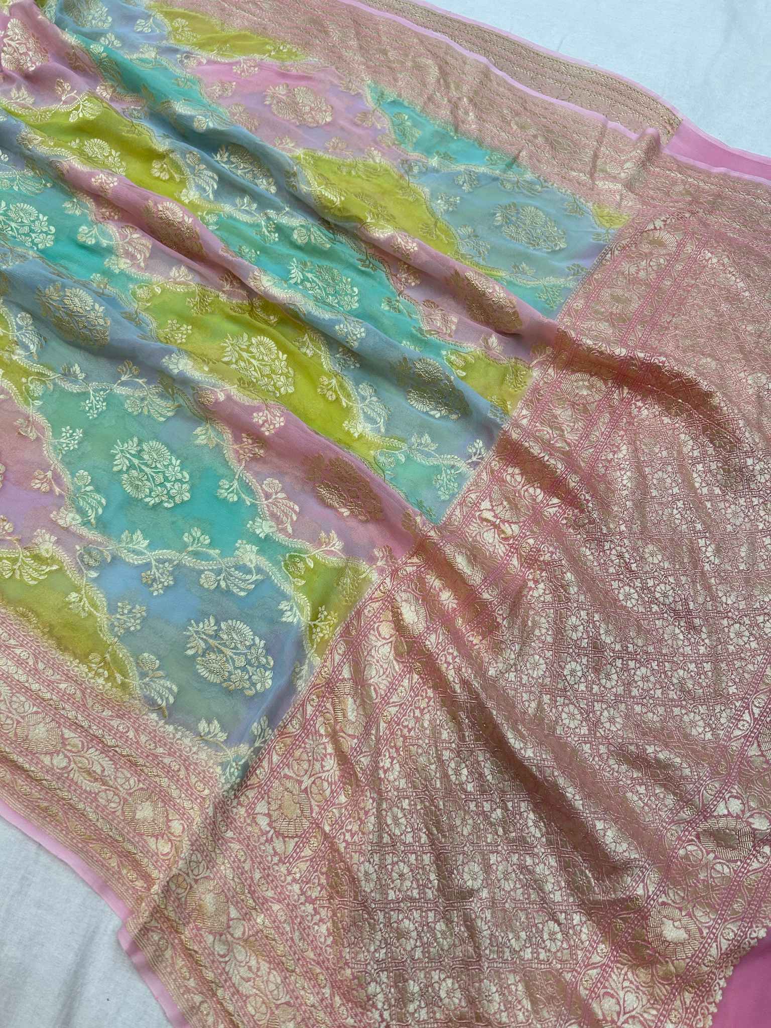 Khaddi Georgette Handloom Banarasi Saree